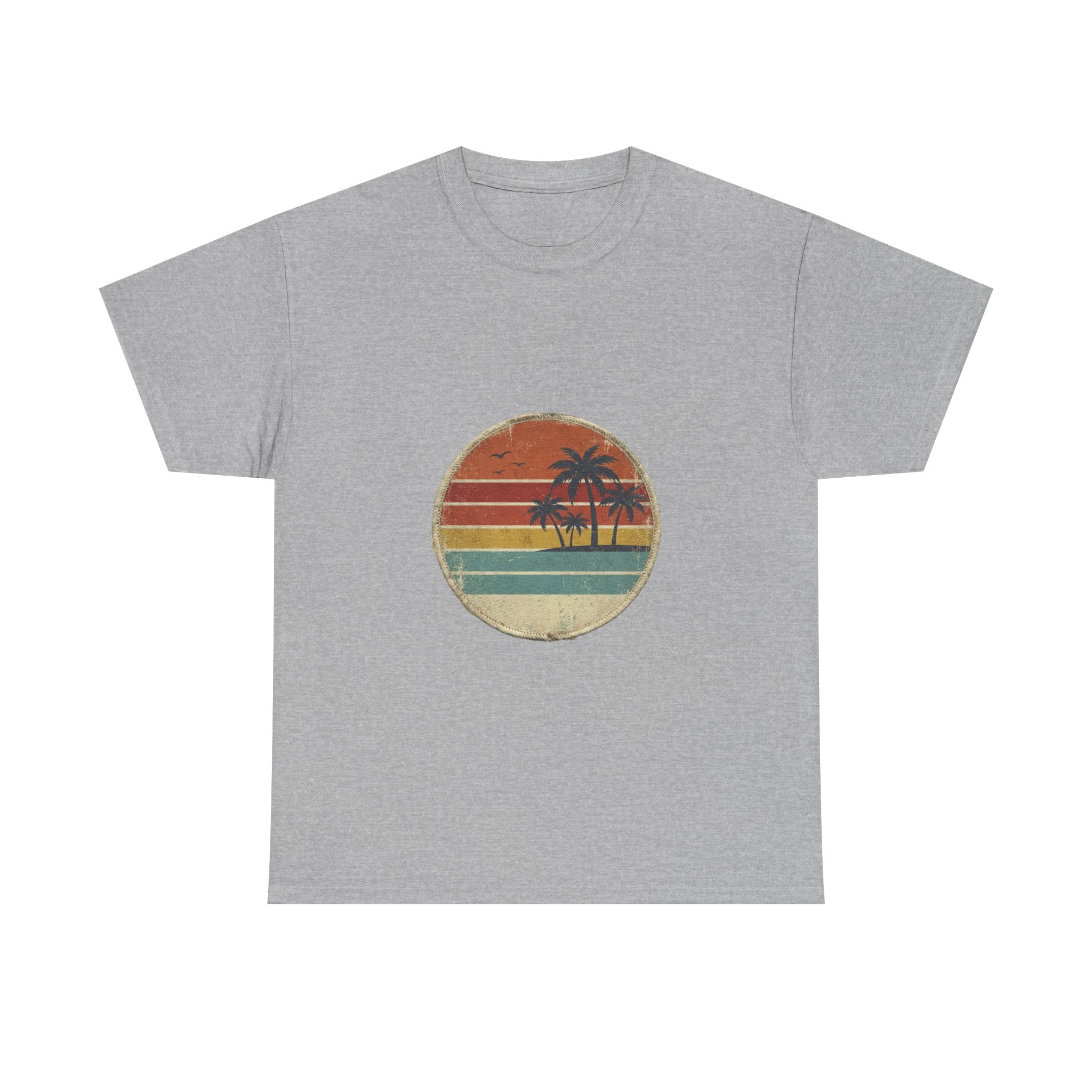 Retro Sunset Circle Tee | Vintage Beach Badge Summer Shirt