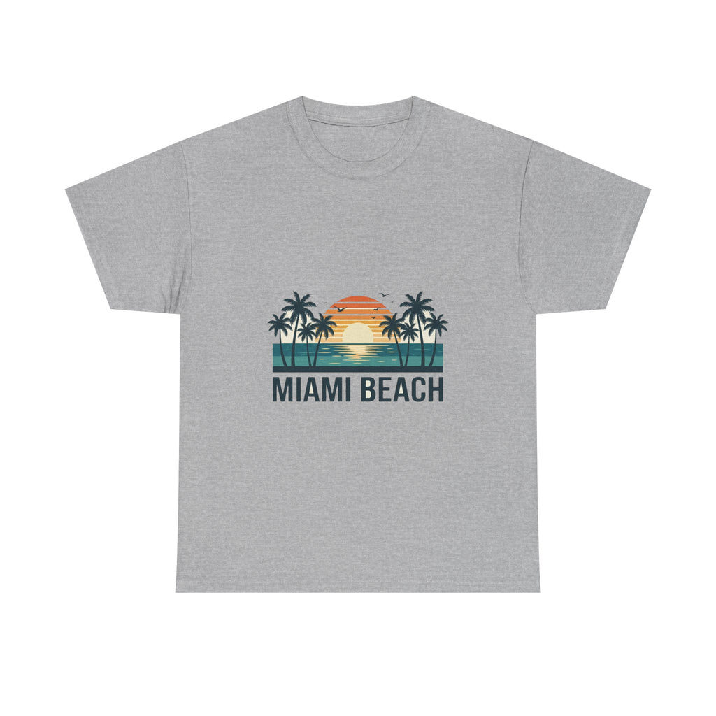 Miami Beach Retro Tee | Vintage Sunset & Palms Summer Shirt