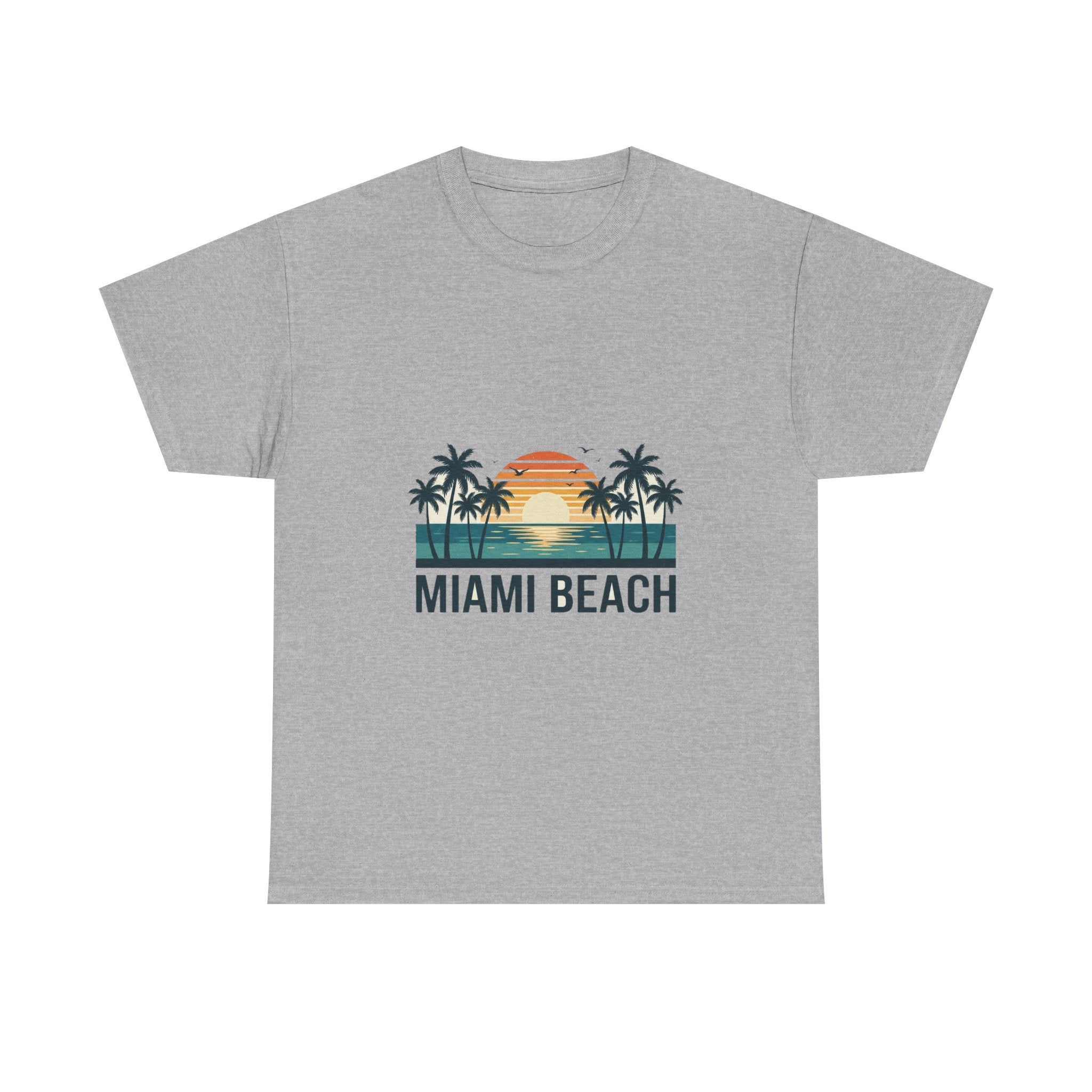 Miami Beach Retro Tee | Vintage Sunset & Palms Summer Shirt