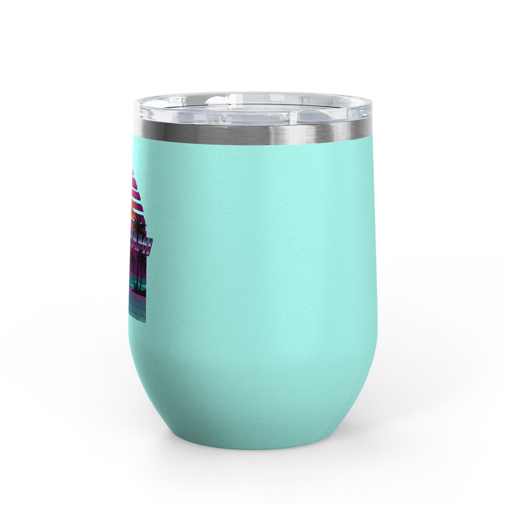 Retro Miami Sunset 12oz Wine Tumbler — 80s Synthwave