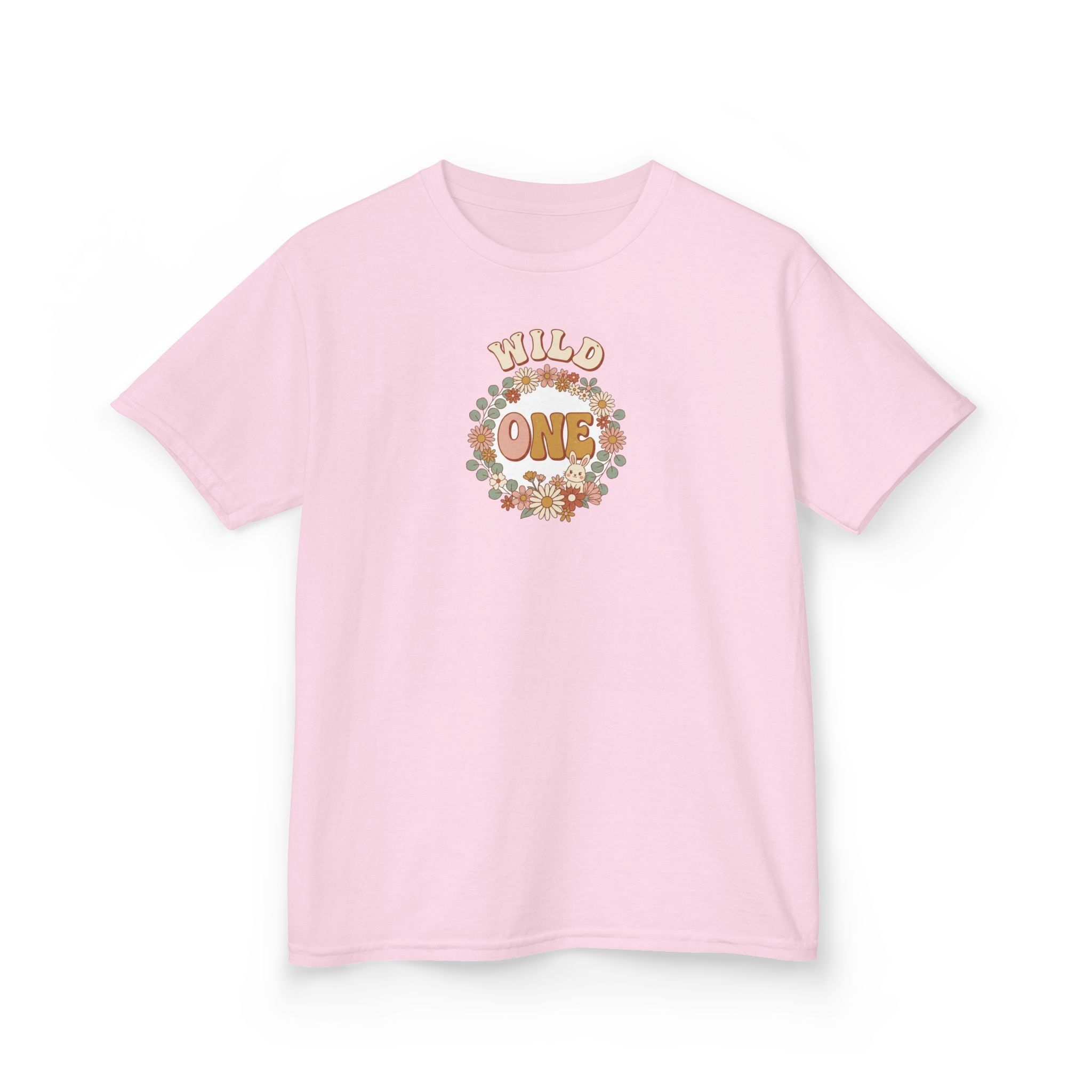 Wild One 1st Birthday Shirt Boho Floral Bunny Kids Tee