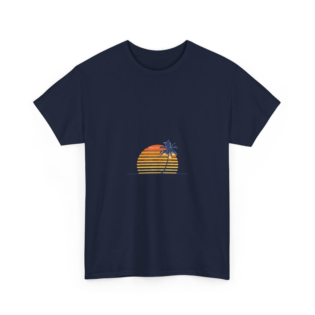 Retro Palm & Sunset Tee | Minimalist Vintage Beach Summer Shirt