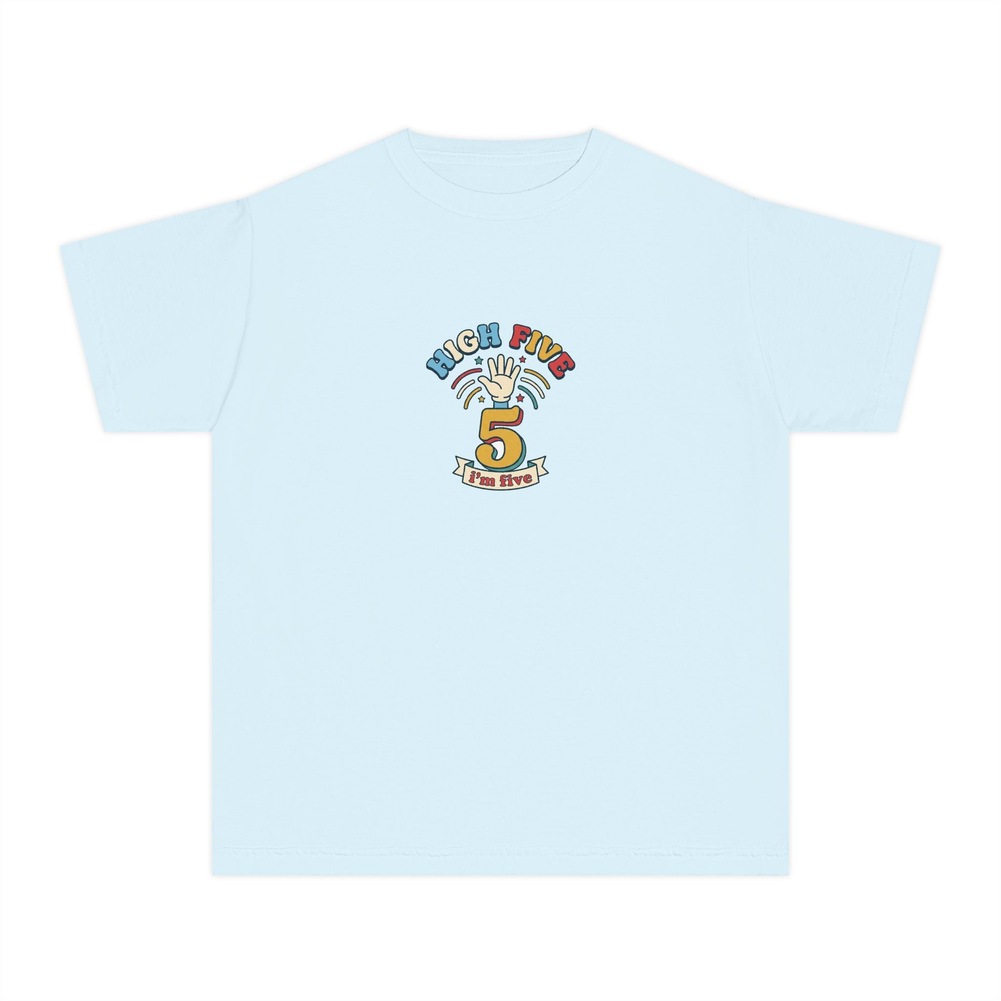 High Five I'm Five 5th Birthday Youth Comfort Colors Tee