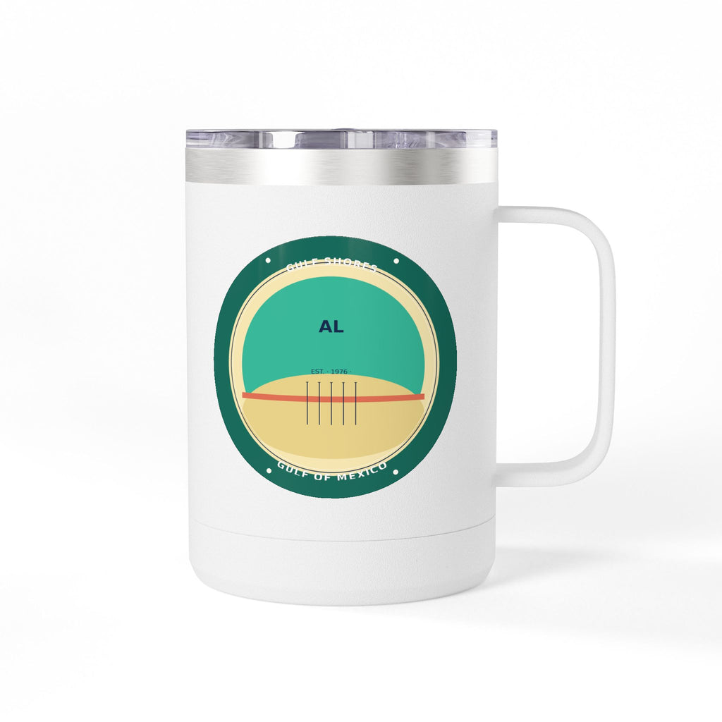 Gulf Shores Alabama 15oz Travel Mug | Coastal Badge Art