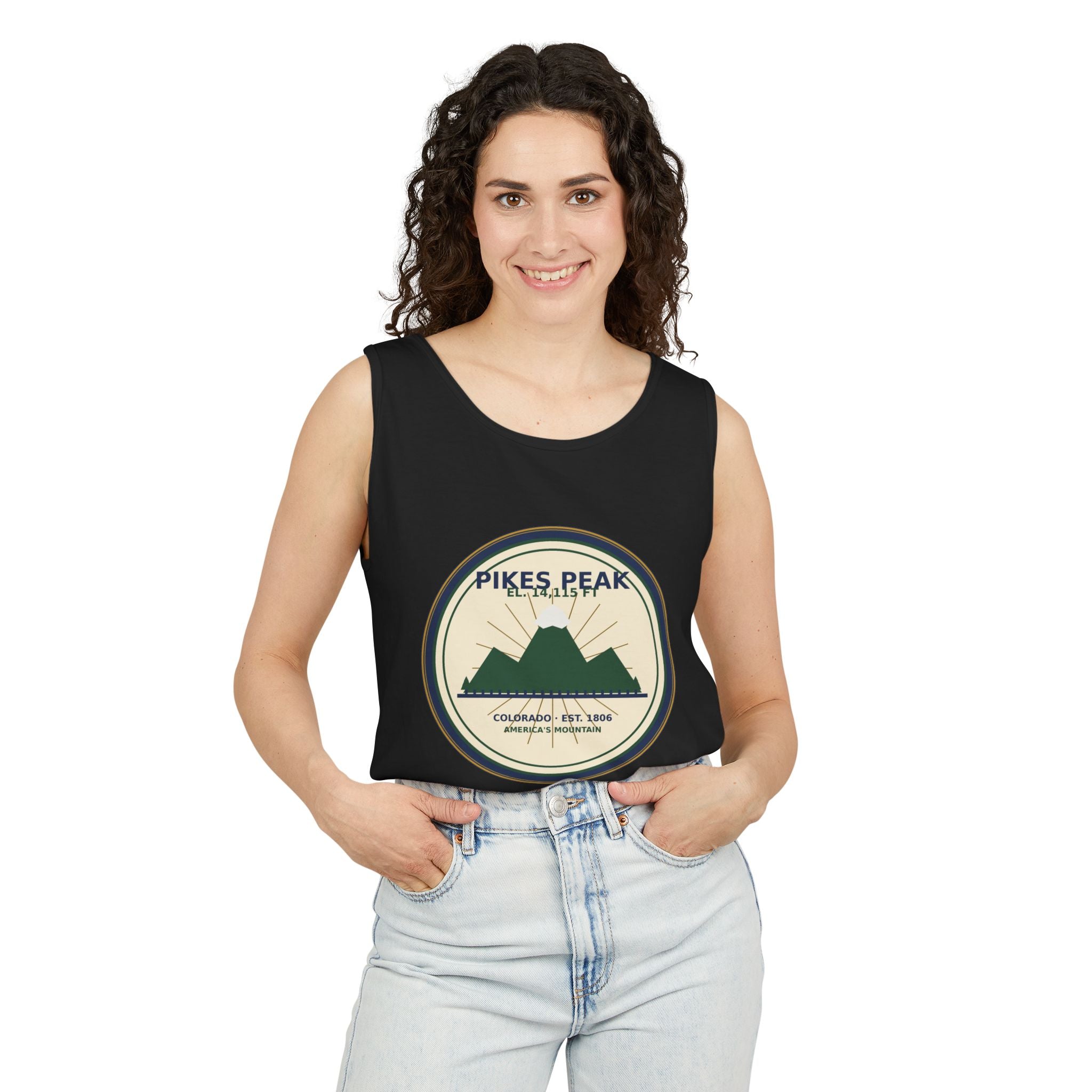 Pikes Peak Tank Top | Vintage Colorado Mountain Badge