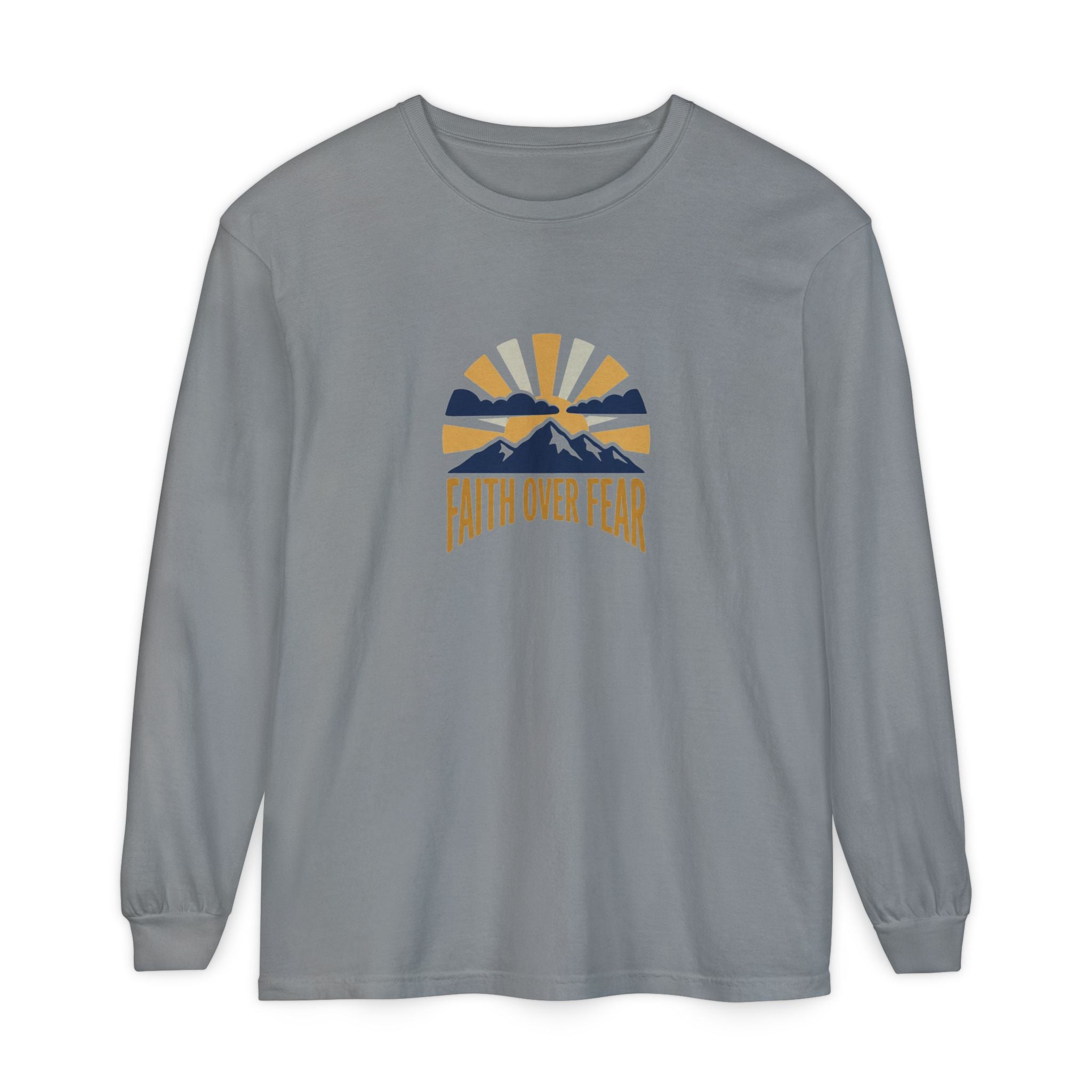 Faith Over Fear Long Sleeve Tee | Inspirational Christian Shirt