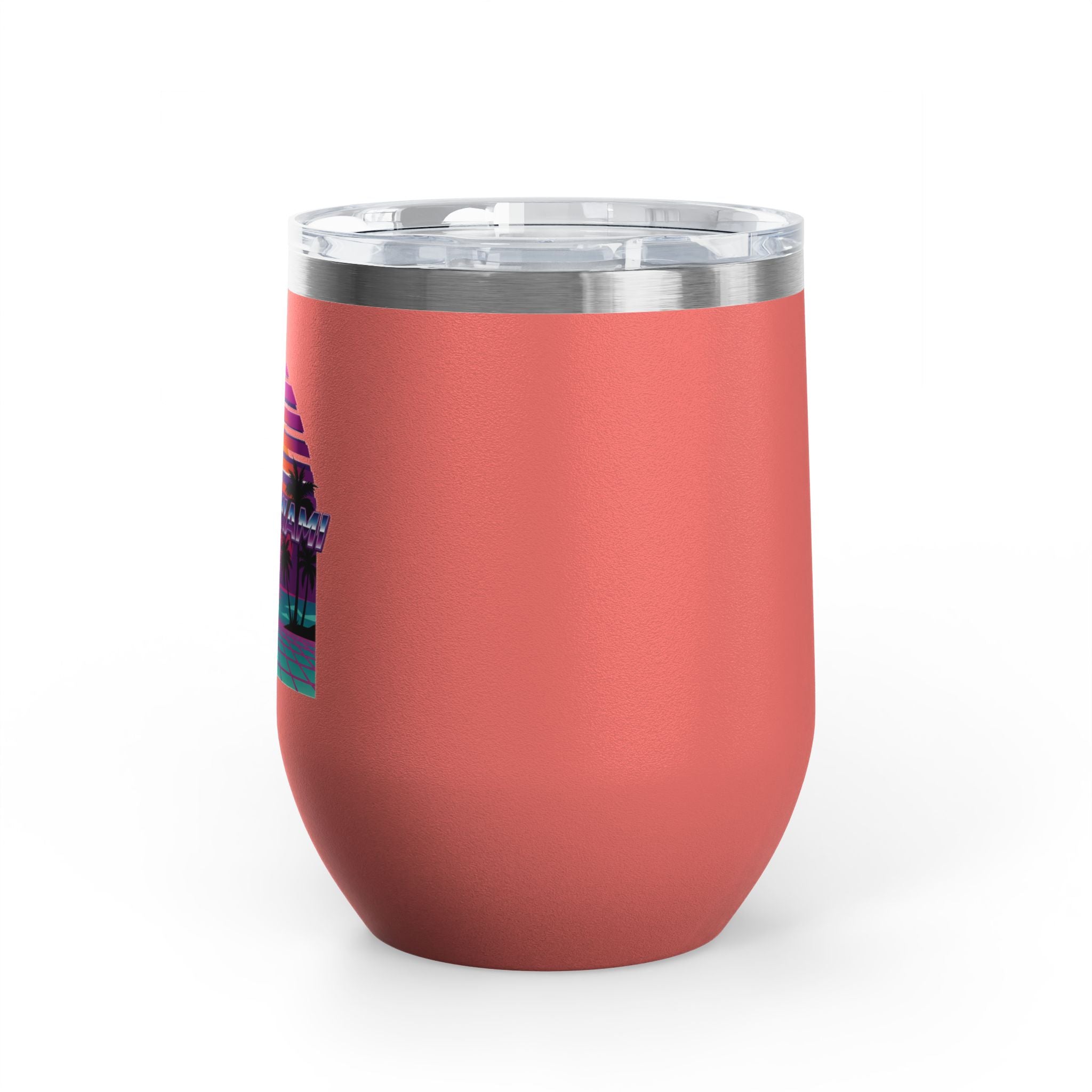 Retro Miami Sunset 12oz Wine Tumbler — 80s Synthwave