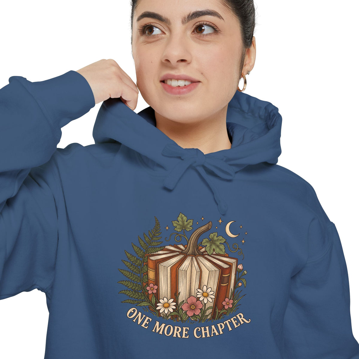 Book Lover Hoodie | One More Chapter Autumn Reading Art | Comfort Colors Garment Dyed