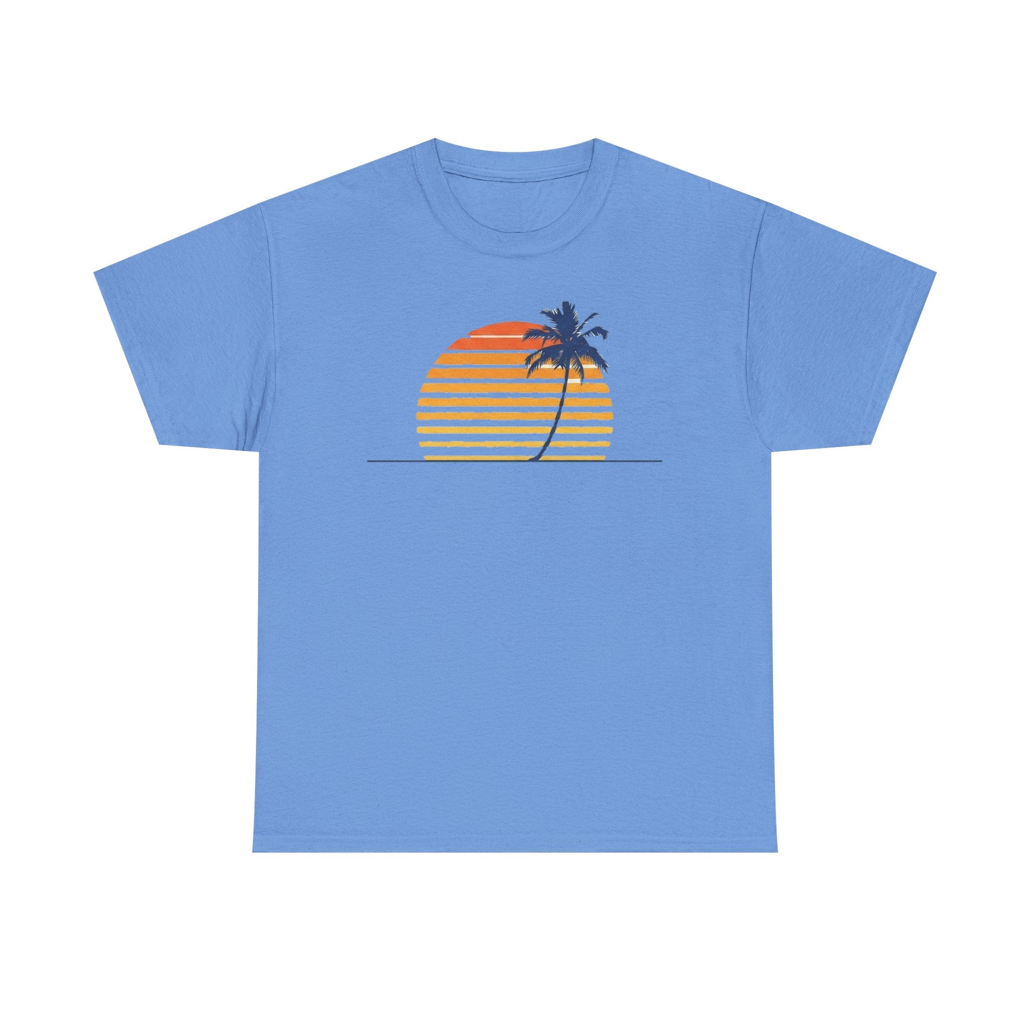 Retro Palm & Sunset Tee | Minimalist Vintage Beach Summer Shirt