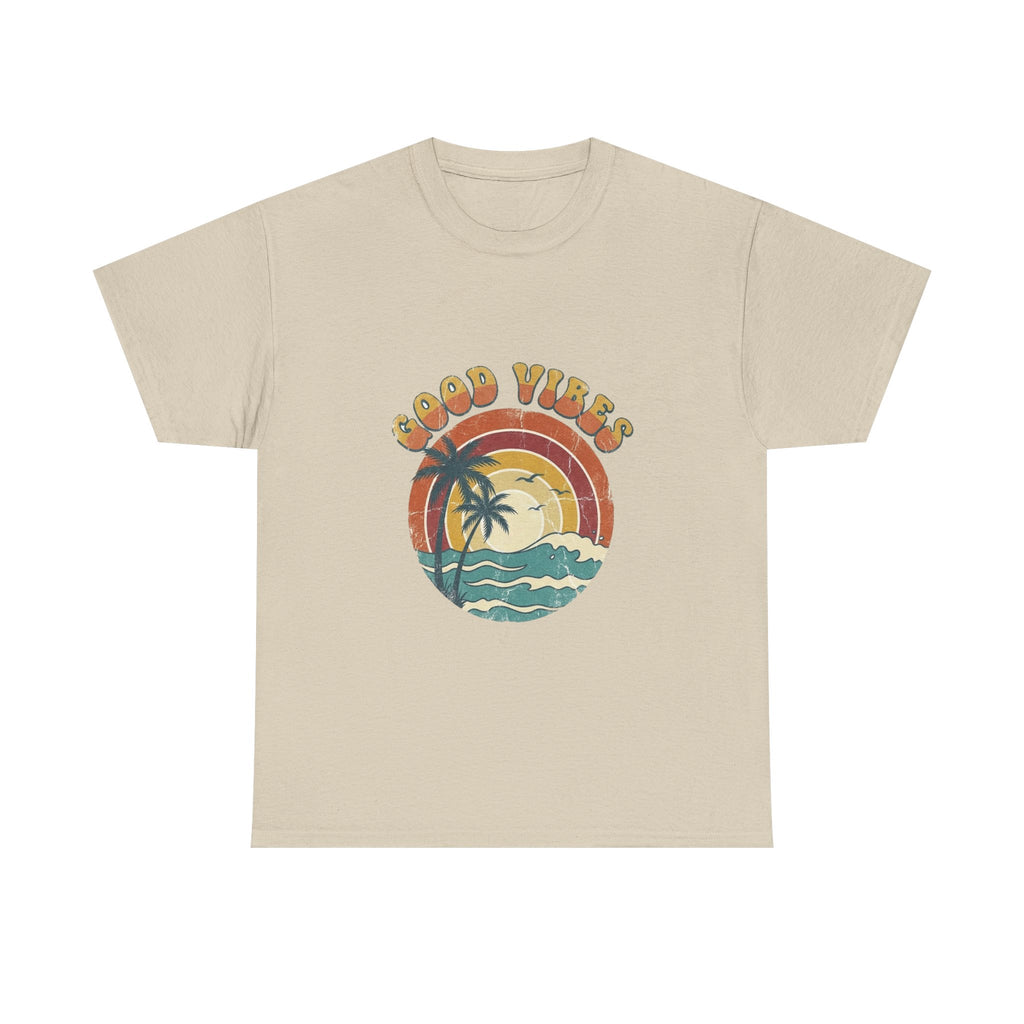 Good Vibes Retro Beach Tee | Vintage Sunset Summer Shirt