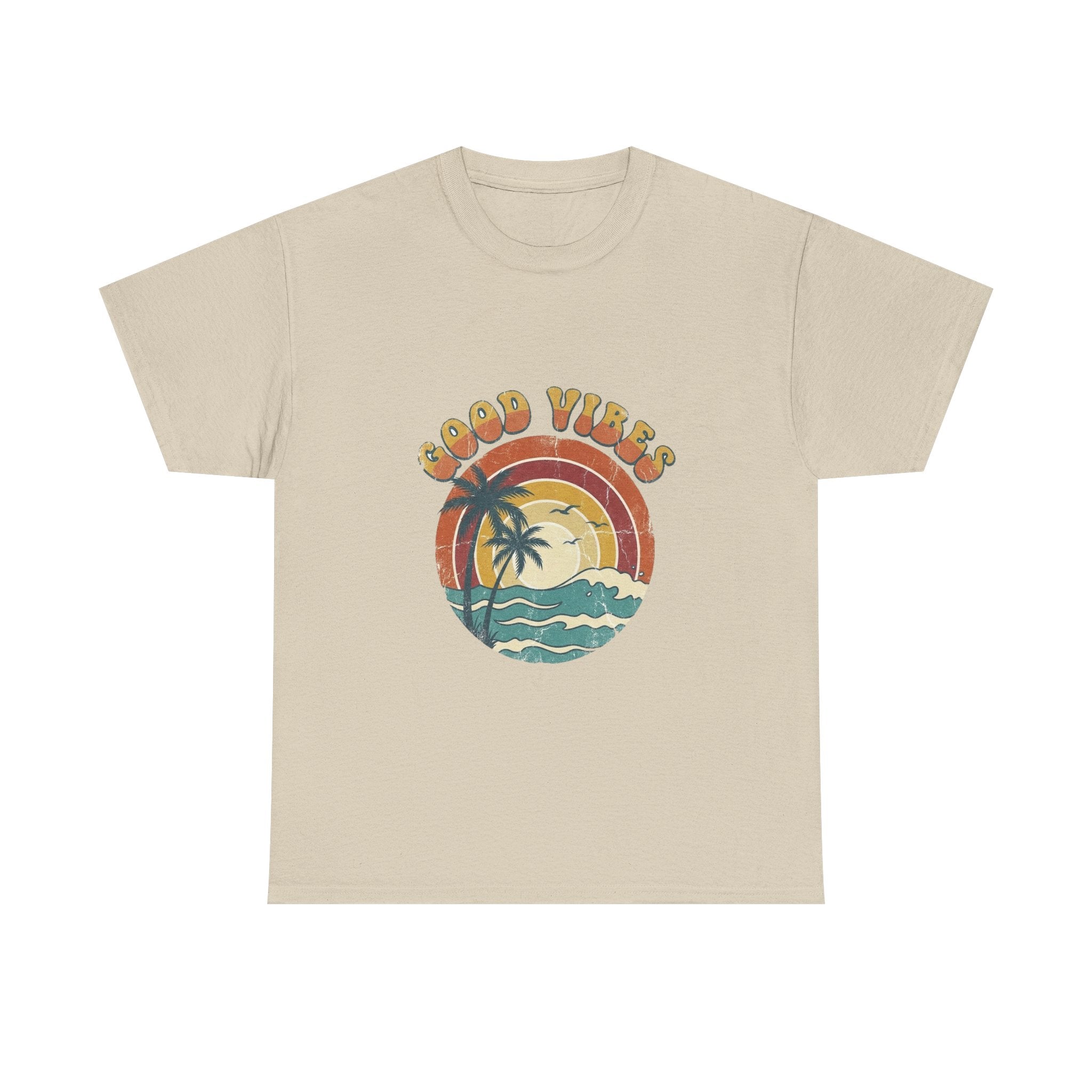Good Vibes Retro Beach Tee | Vintage Sunset Summer Shirt