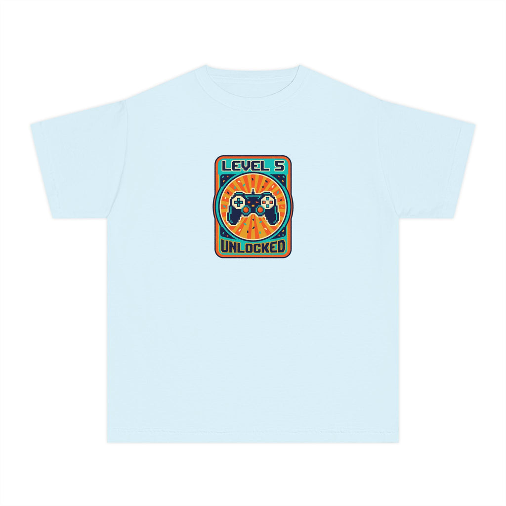 Level 5 Unlocked 5th Birthday Youth Shirt Gamer Tee