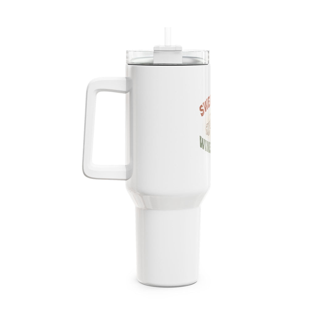 Sweat Now Wine Later 40oz Tumbler — Big Insulated Cup with Handle | Funny Gym &amp; Wine Gift