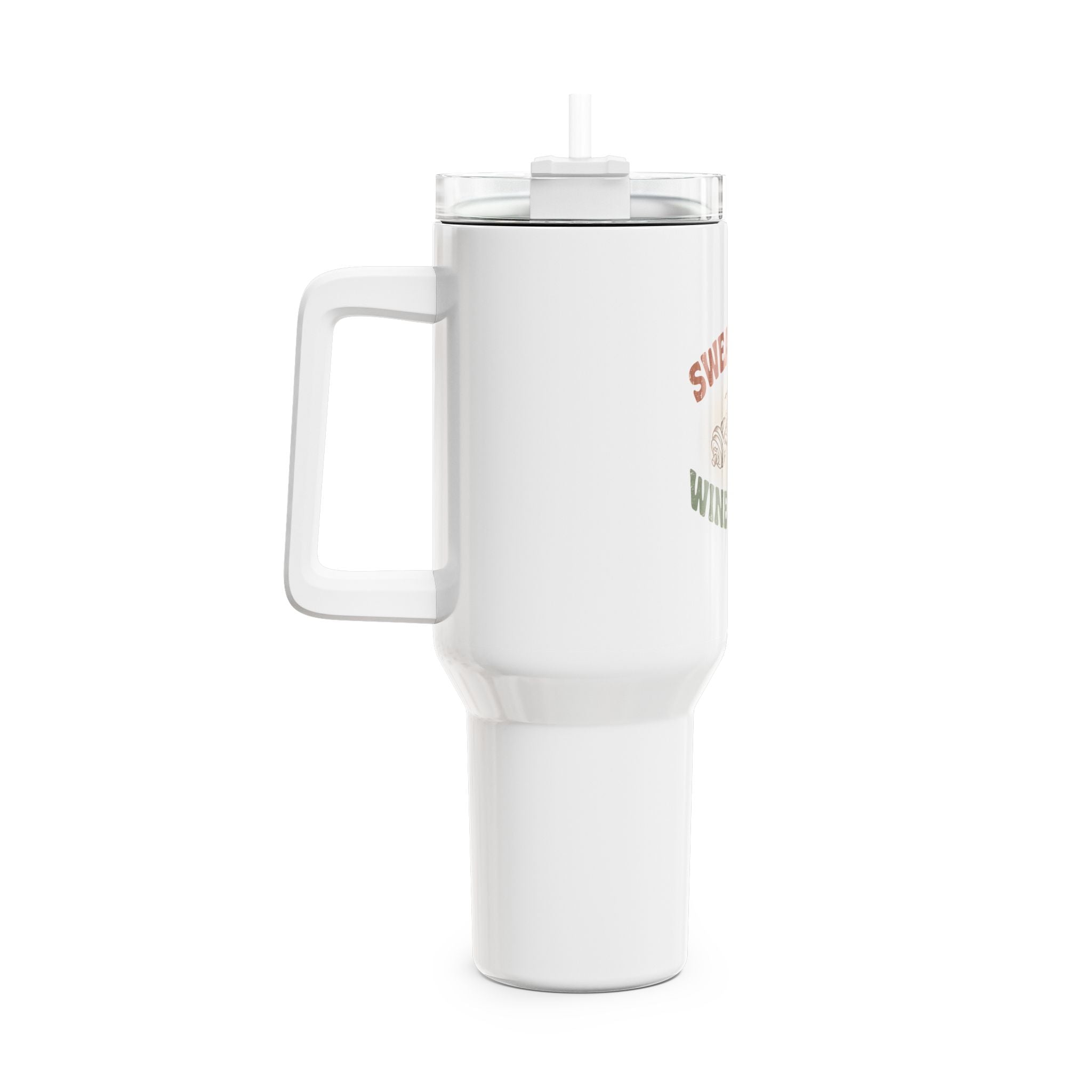 Sweat Now Wine Later 40oz Tumbler — Big Insulated Cup with Handle | Funny Gym &amp; Wine Gift