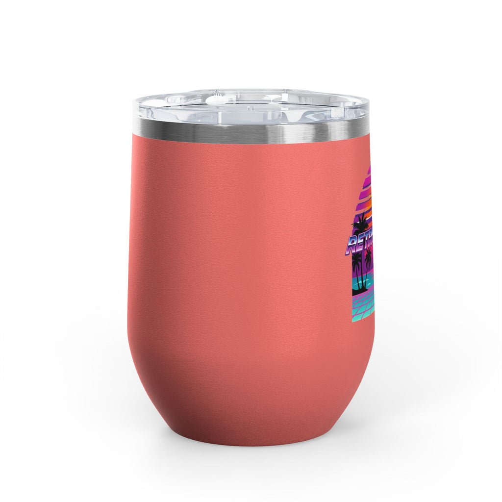 Retro Miami Sunset 12oz Wine Tumbler — 80s Synthwave