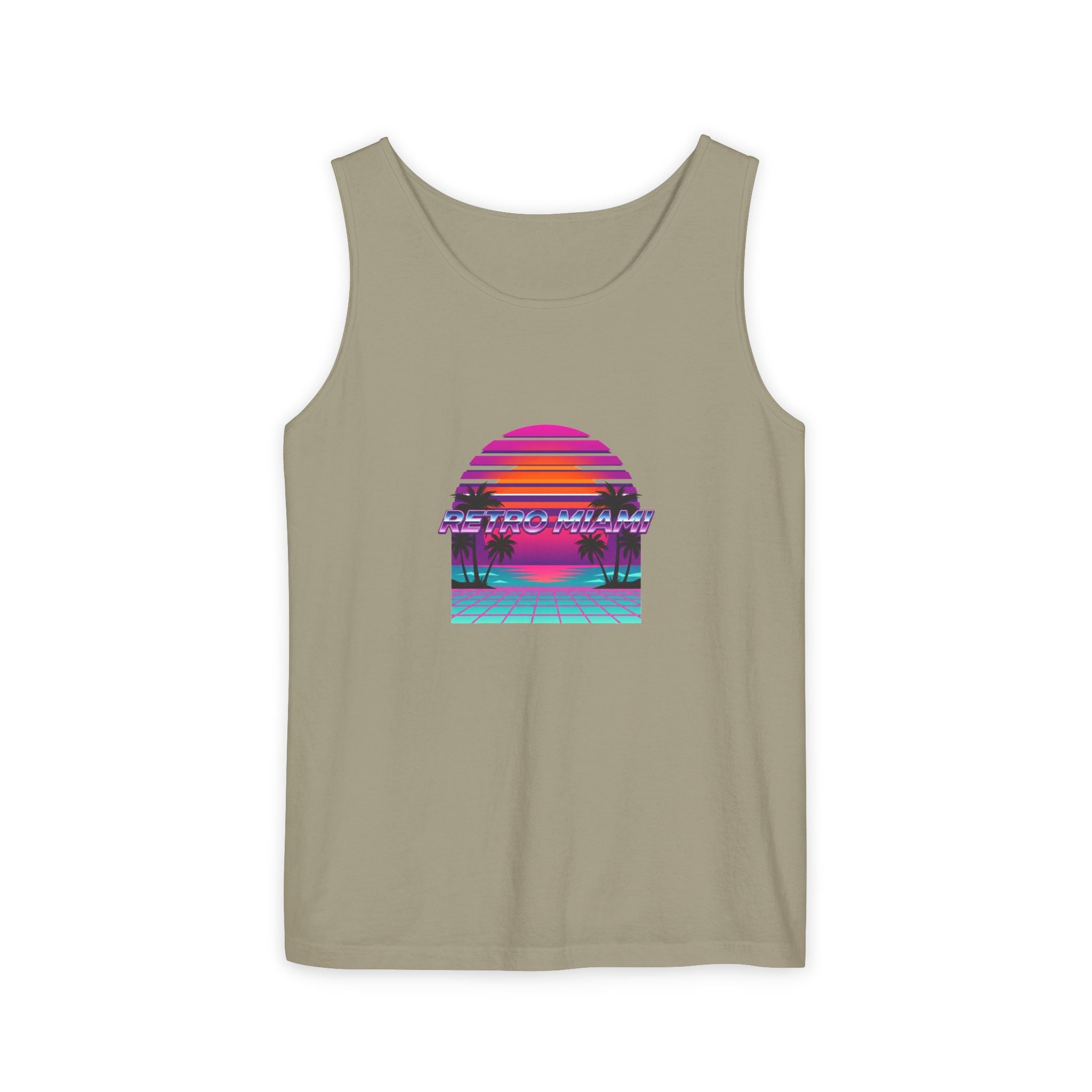 Retro Miami Sunset Tank — 80s Synthwave Comfort Colors Garment-Dyed