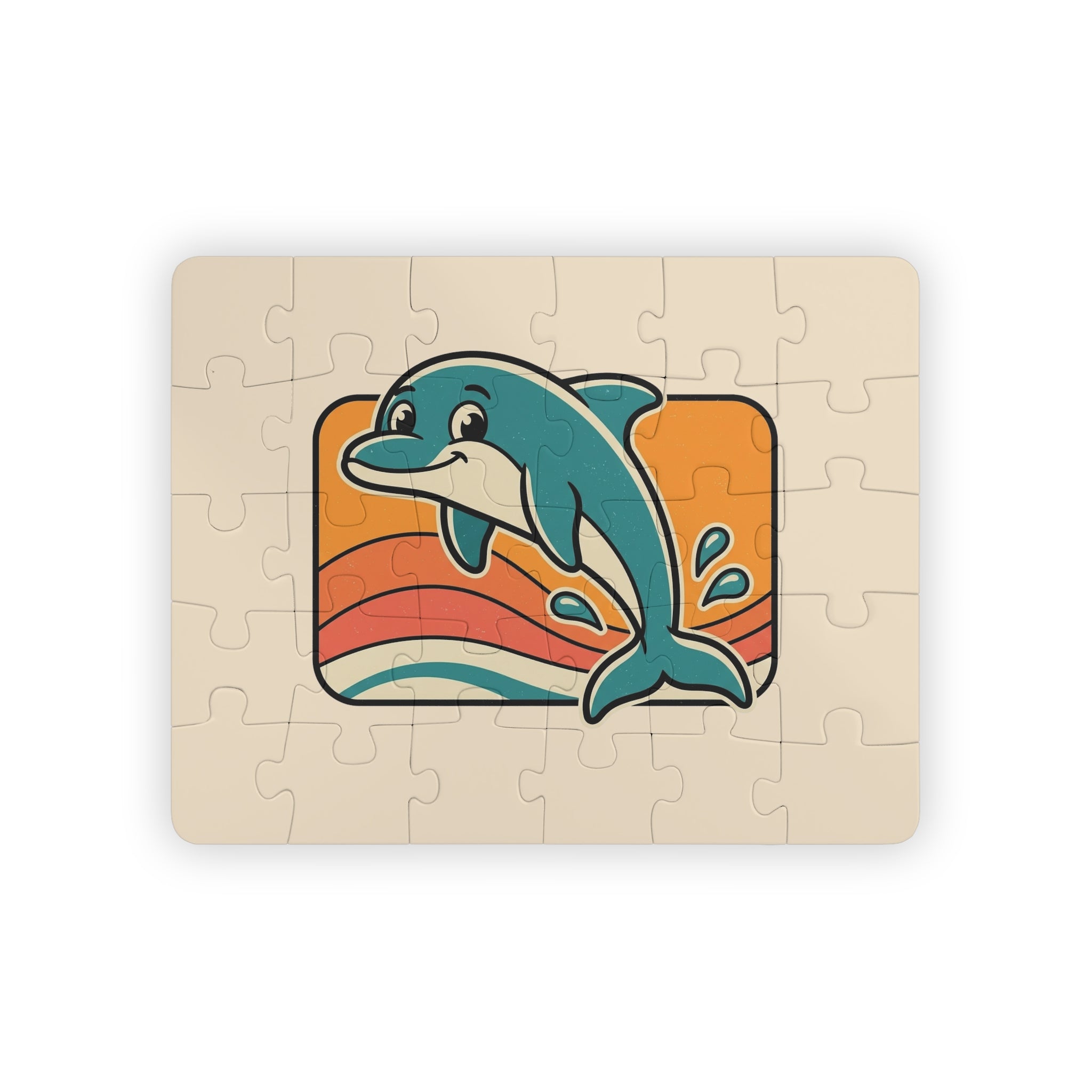 Dolphin Kids Puzzle 30 Piece Retro Sunset Beach Puzzle