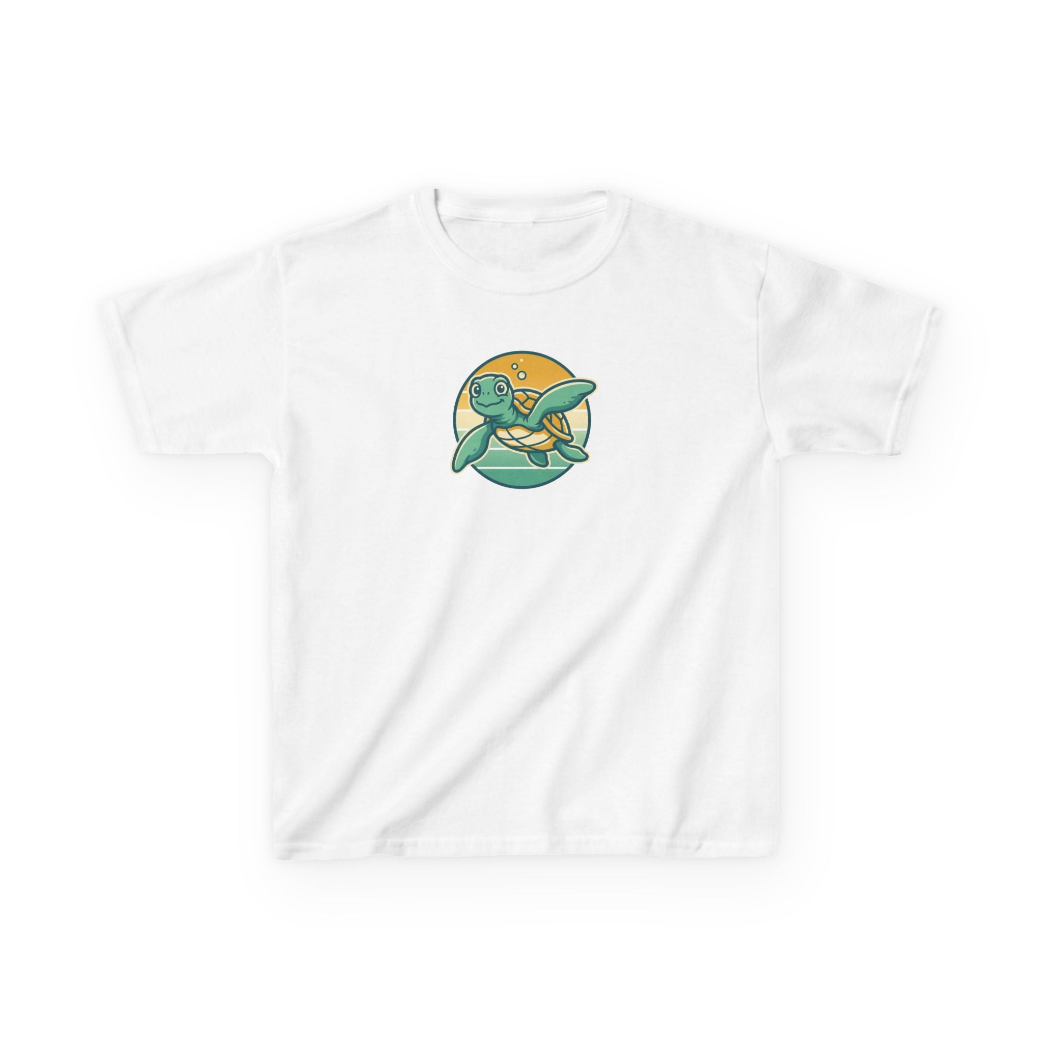 Sea Turtle Shirt Retro Sunset Badge Kids Beach Tee