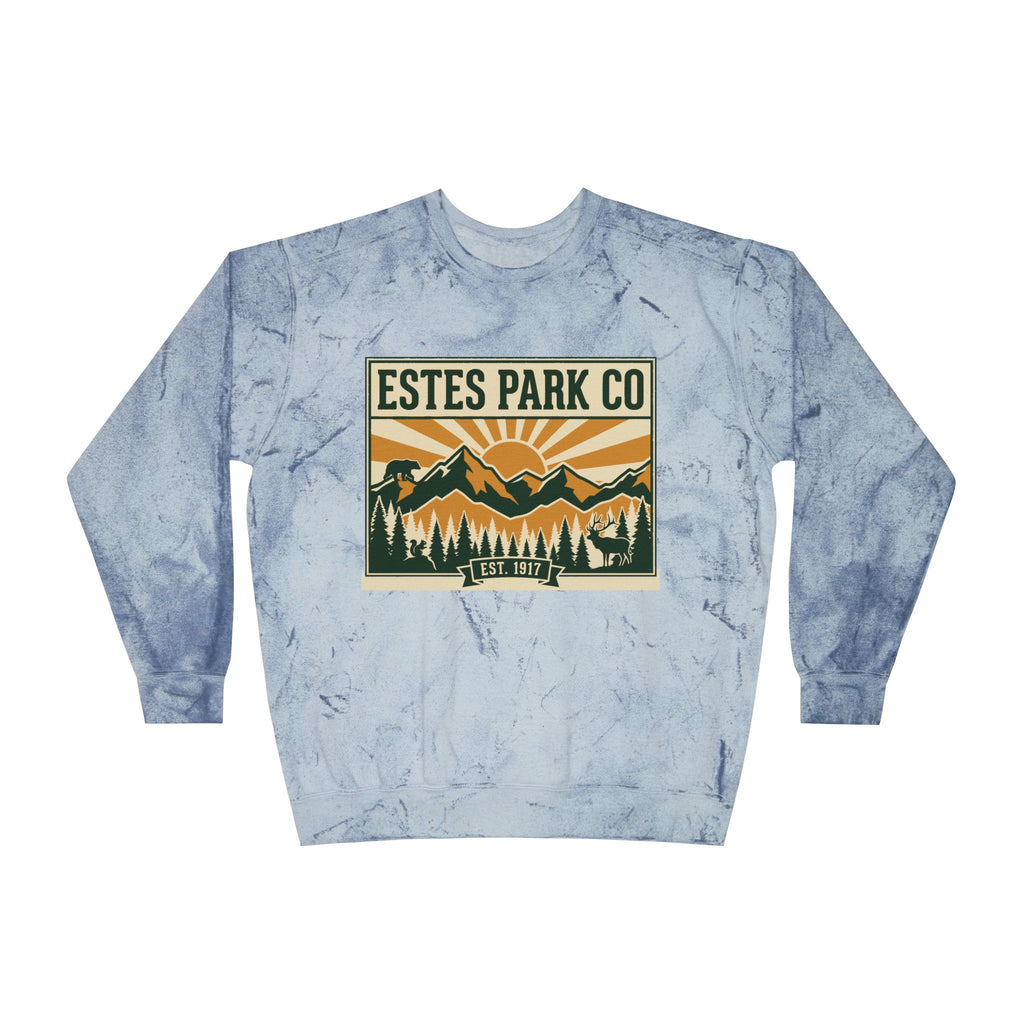 Estes Park CO Hidden Wildlife Crewneck Sweatshirt | Forest Green EST. 1917