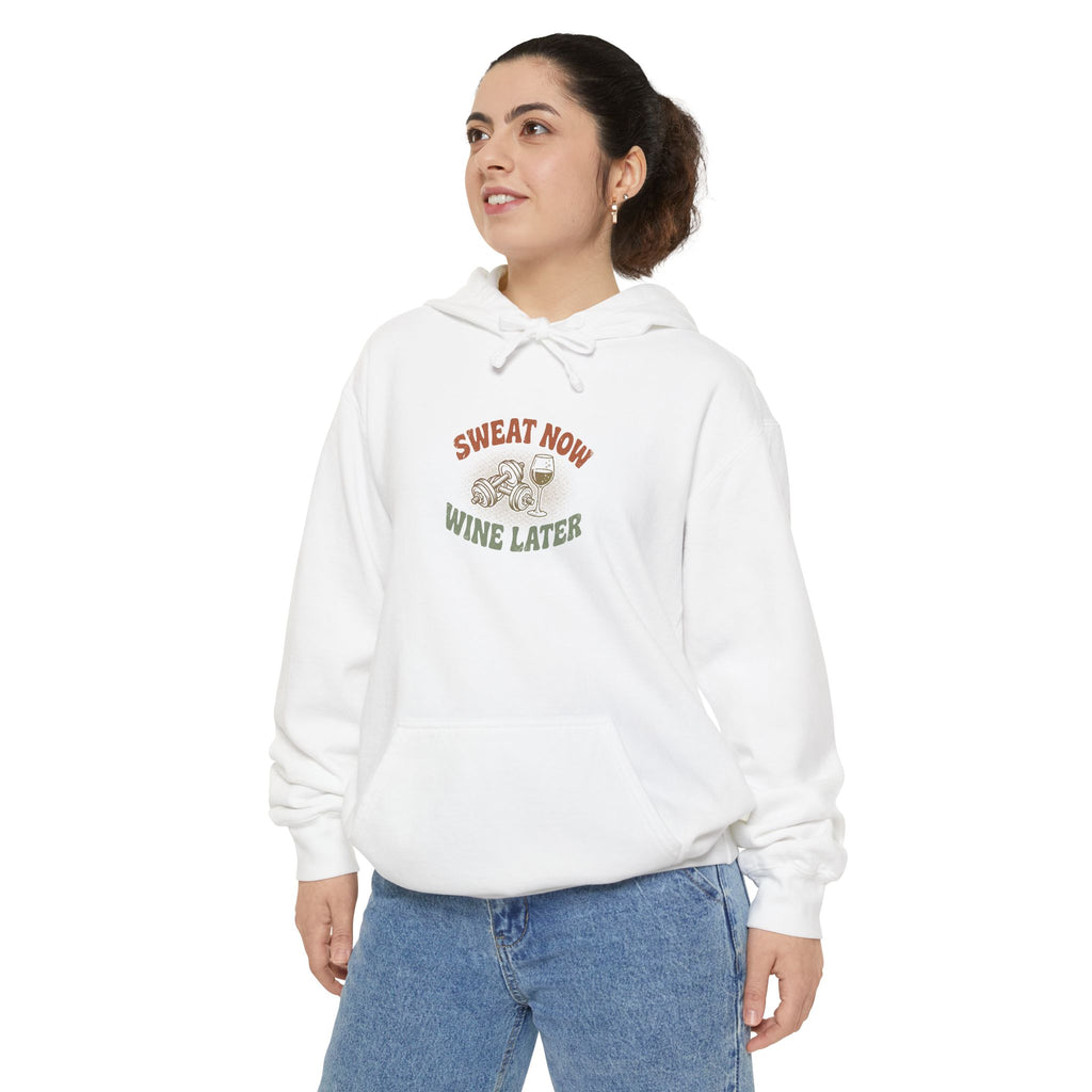 Funny Gym Hoodie | Sweat Now Wine Later | Comfort Colors Wine Lover Hoodie