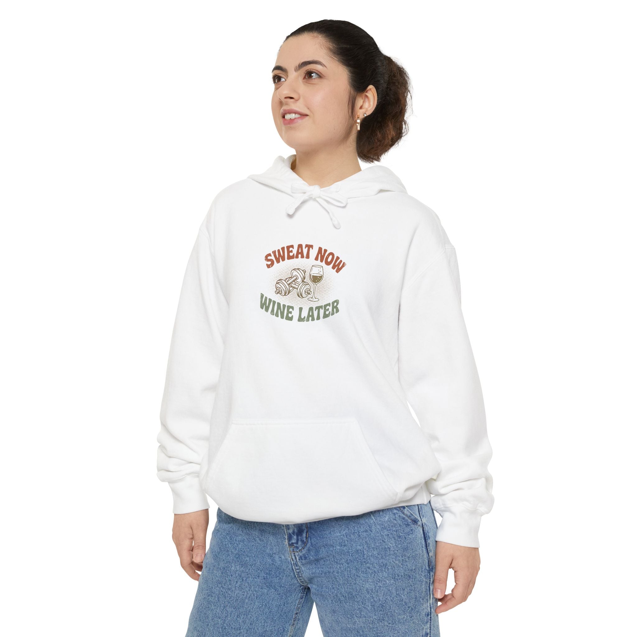Funny Gym Hoodie | Sweat Now Wine Later | Comfort Colors Wine Lover Hoodie