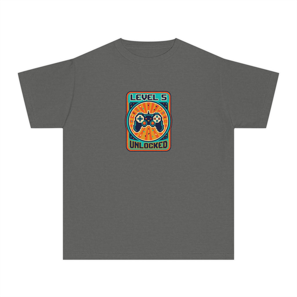Level 5 Unlocked 5th Birthday Youth Shirt Gamer Tee