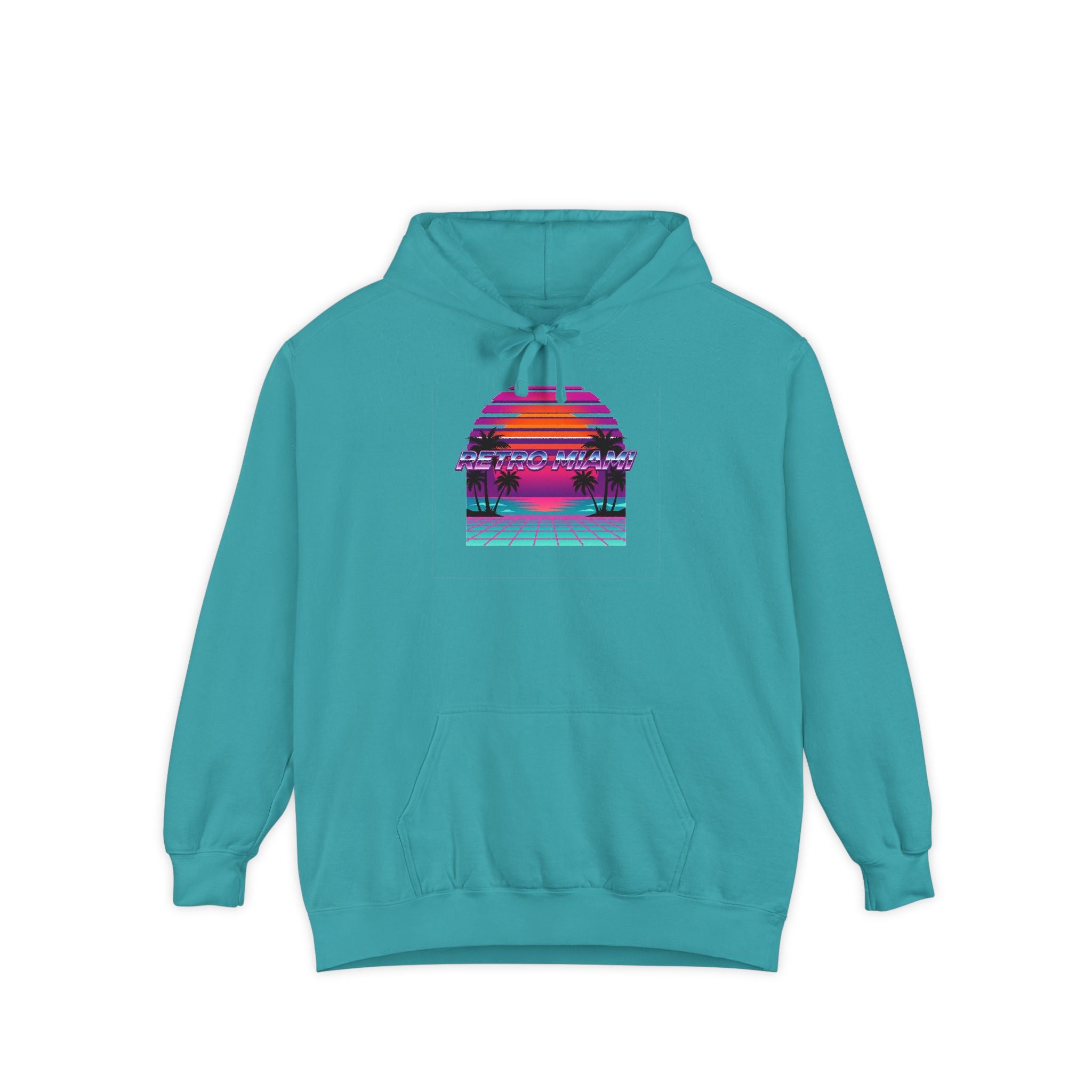 Retro Miami Sunset Hoodie — 80s Synthwave Comfort Colors Garment-Dyed