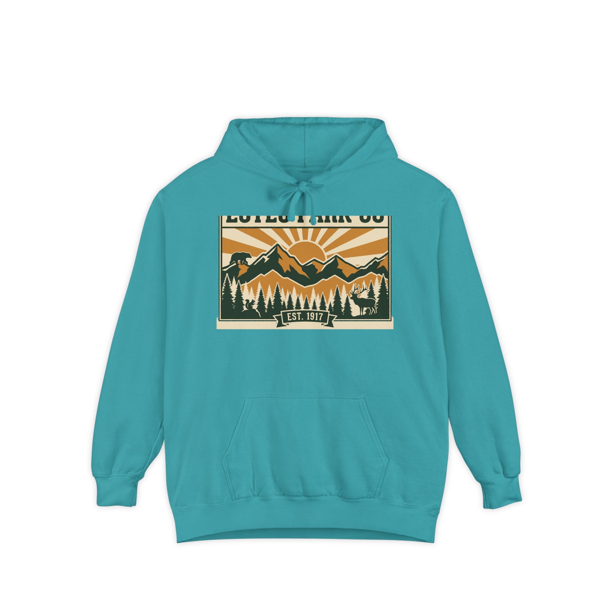 Estes Park CO Hidden Wildlife Hoodie | Forest Green EST. 1917