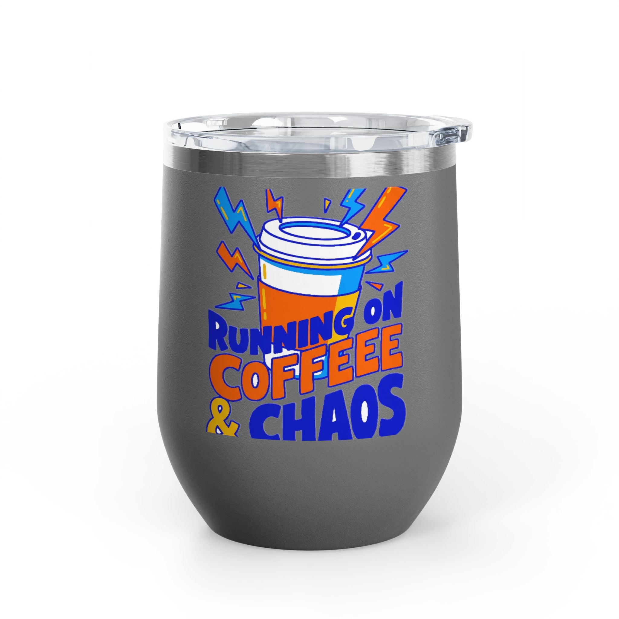 Running on Coffee & Chaos Tumbler | 12oz Insulated Coffee Mug
