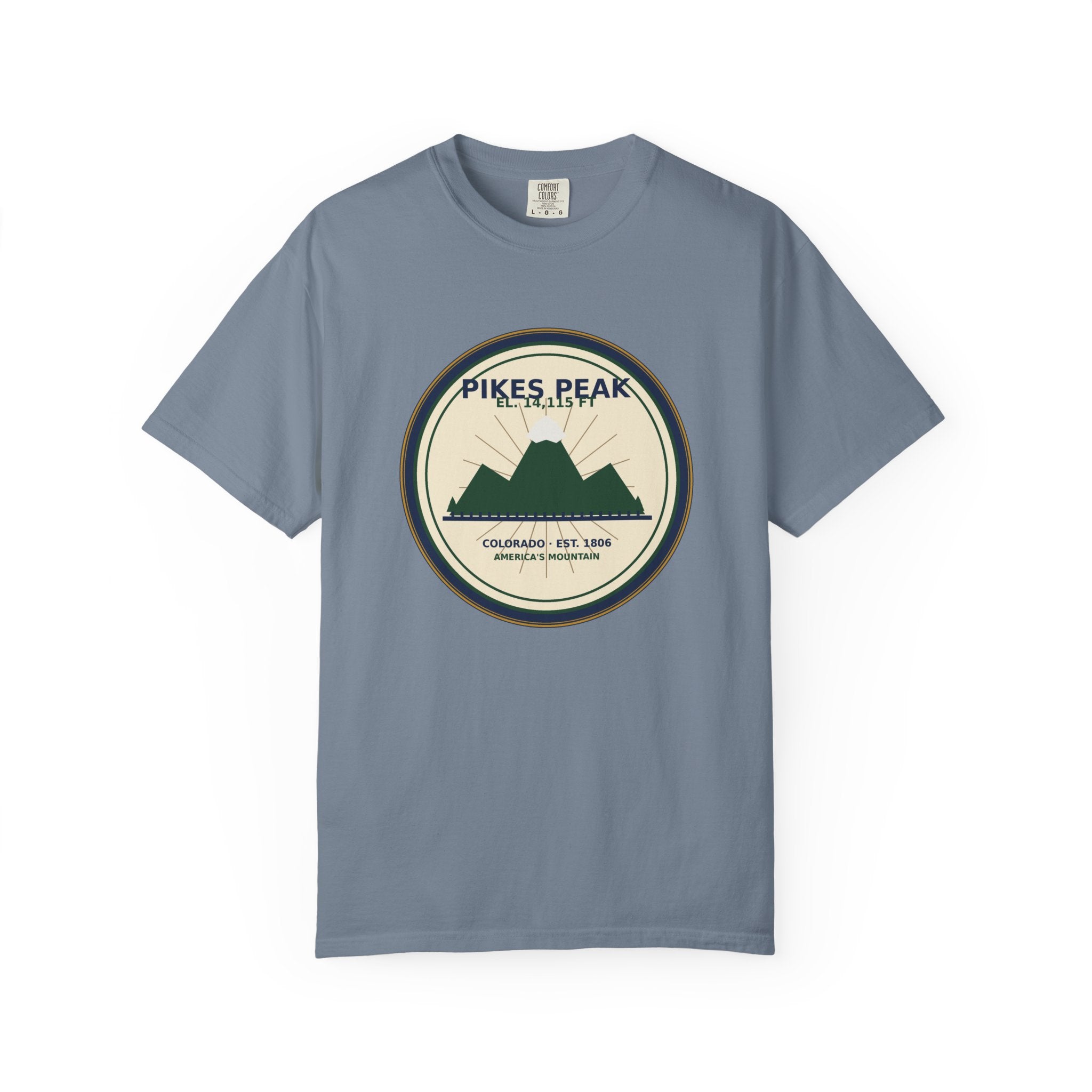 Pikes Peak Mountain Badge Tee | Vintage Colorado Comfort Colors Shirt