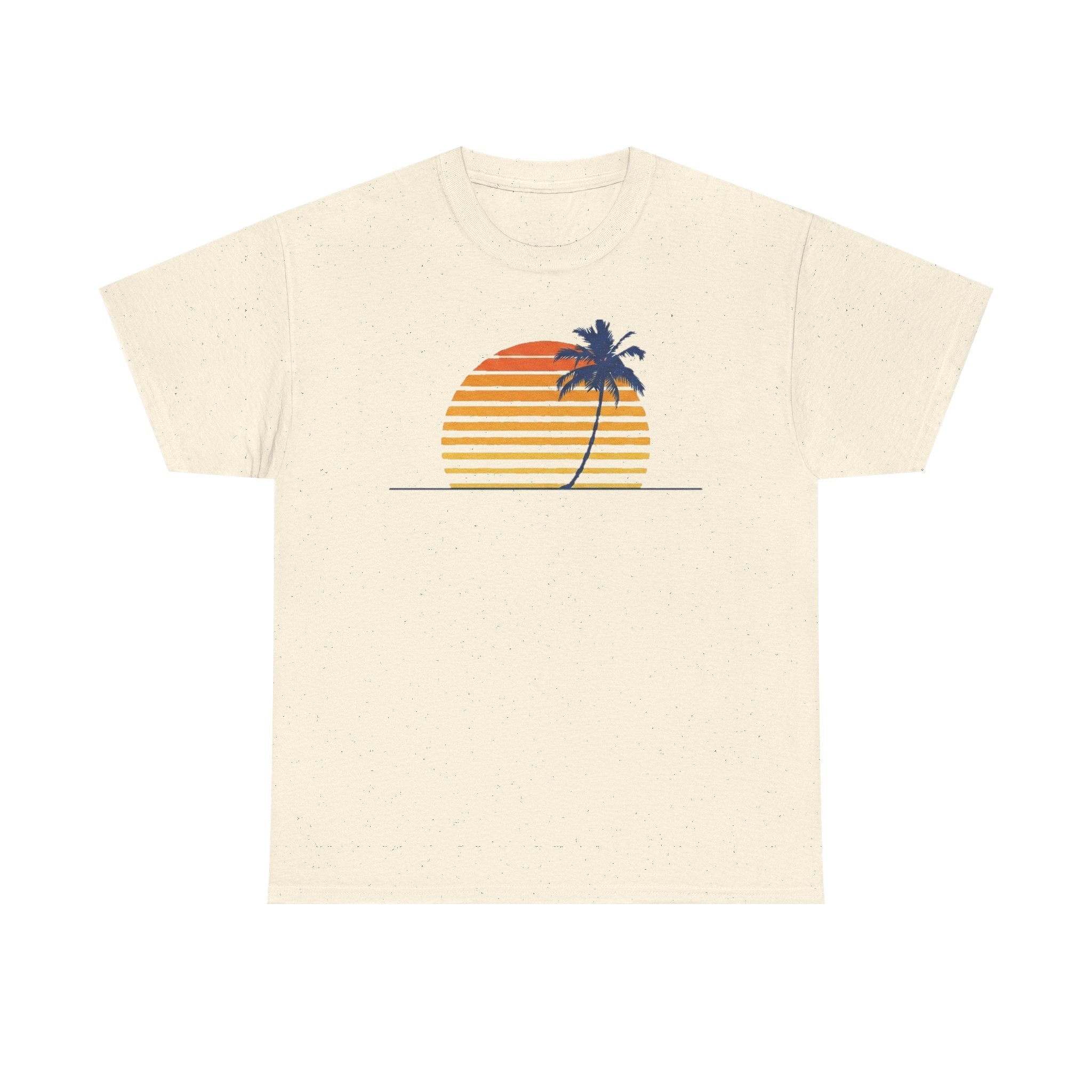 Retro Palm & Sunset Tee | Minimalist Vintage Beach Summer Shirt