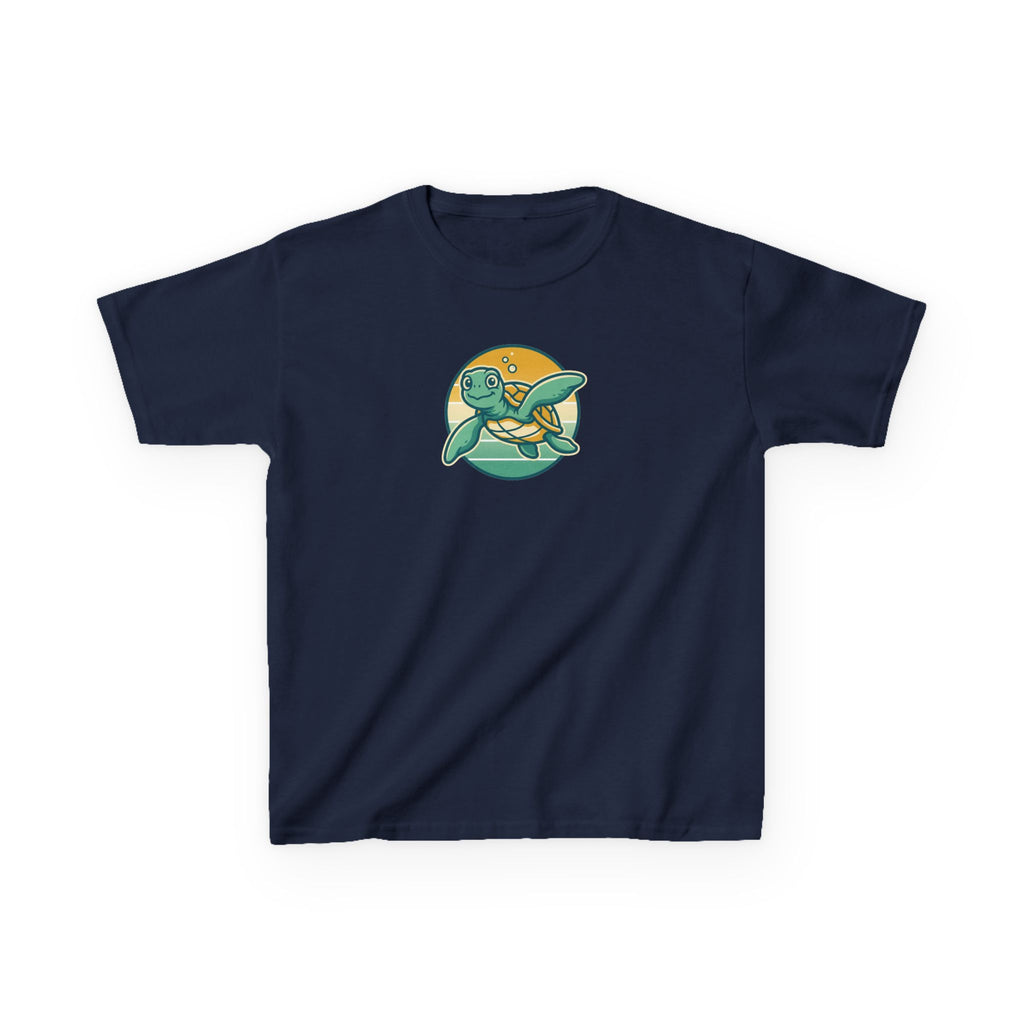 Sea Turtle Shirt Retro Sunset Badge Kids Beach Tee