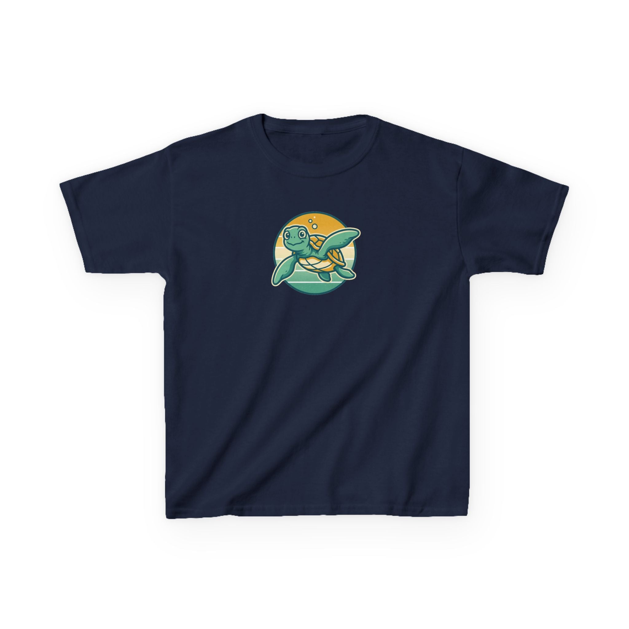 Sea Turtle Shirt Retro Sunset Badge Kids Beach Tee