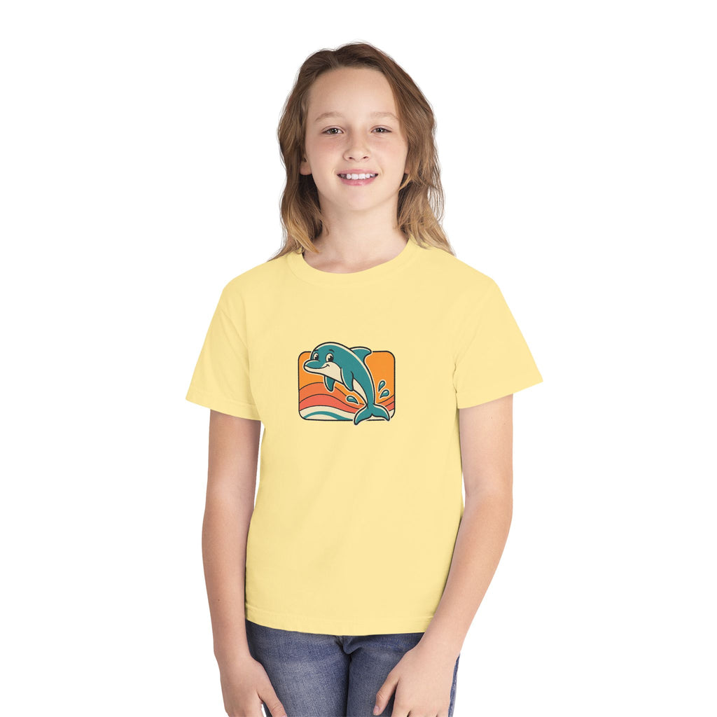 Dolphin Youth Shirt Retro Sunset Comfort Colors Beach Tee