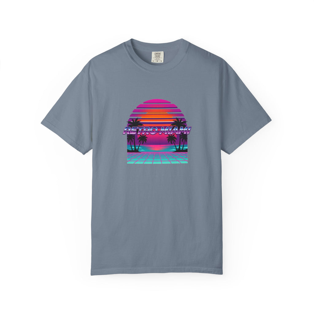 Retro Miami Tee White Back View — Comfort Colors Heavyweight Cotton