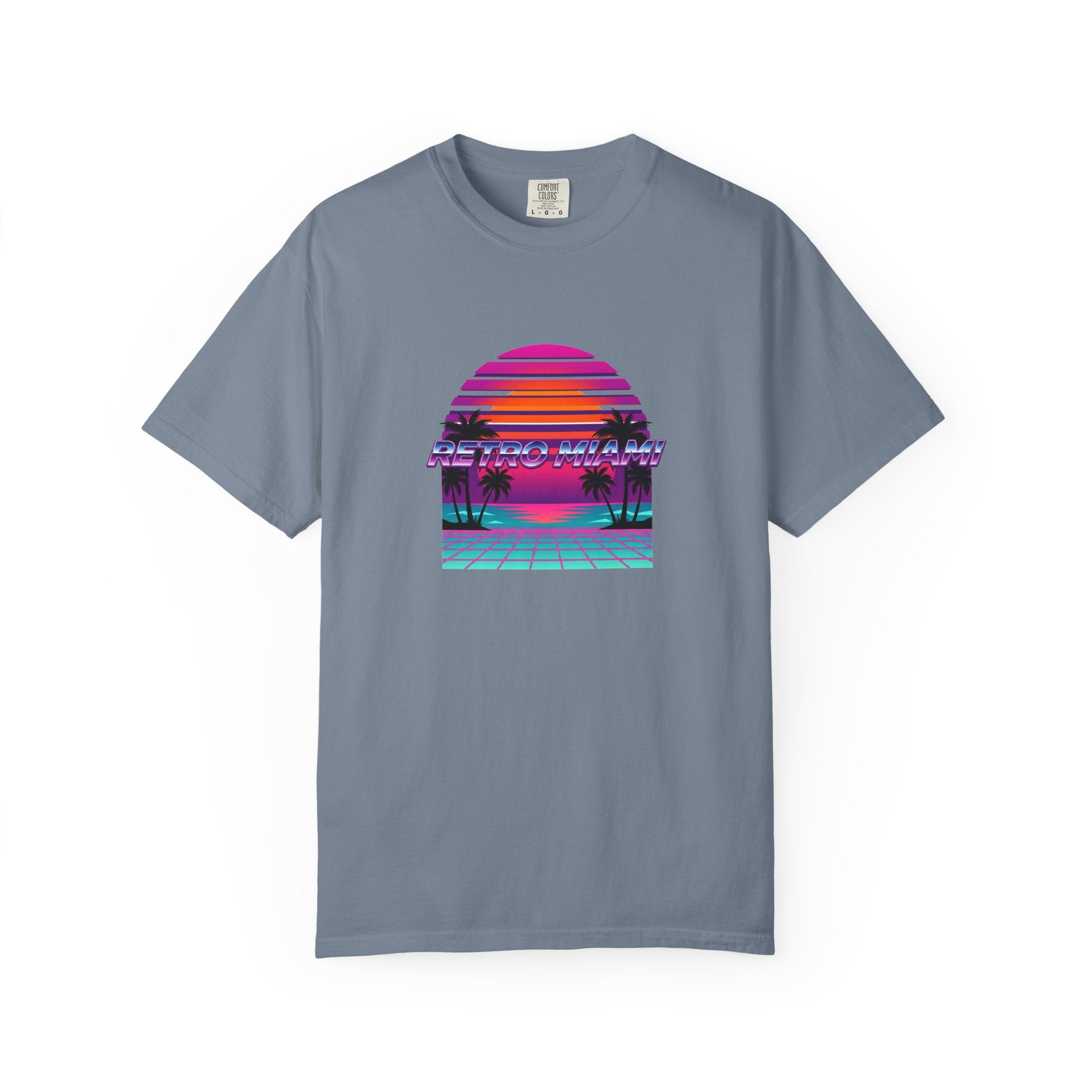 Retro Miami Tee White Back View — Comfort Colors Heavyweight Cotton