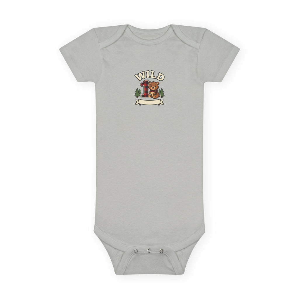 Wild One 1st Birthday Baby Bodysuit Plaid Bear Outfit