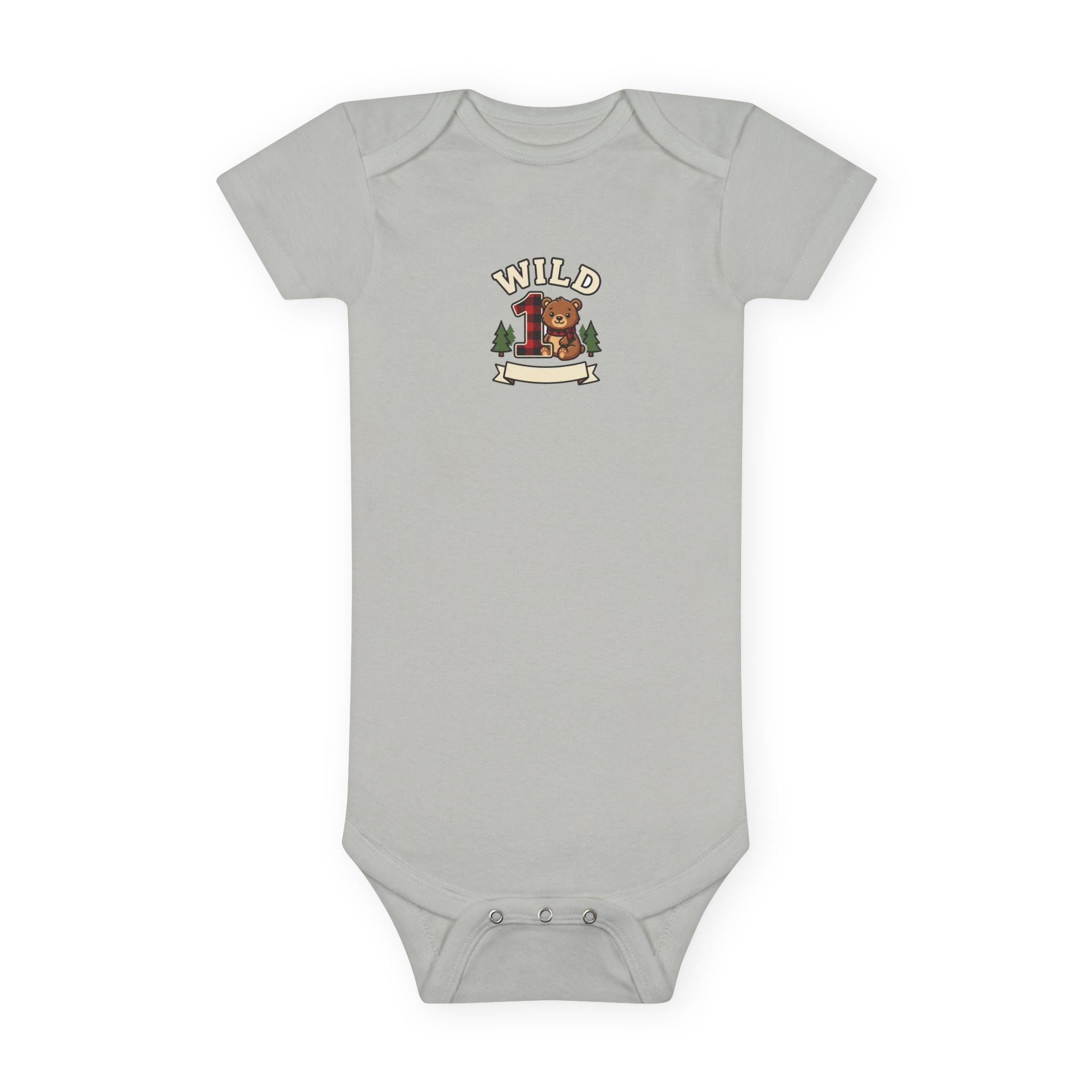 Wild One 1st Birthday Baby Bodysuit Plaid Bear Outfit