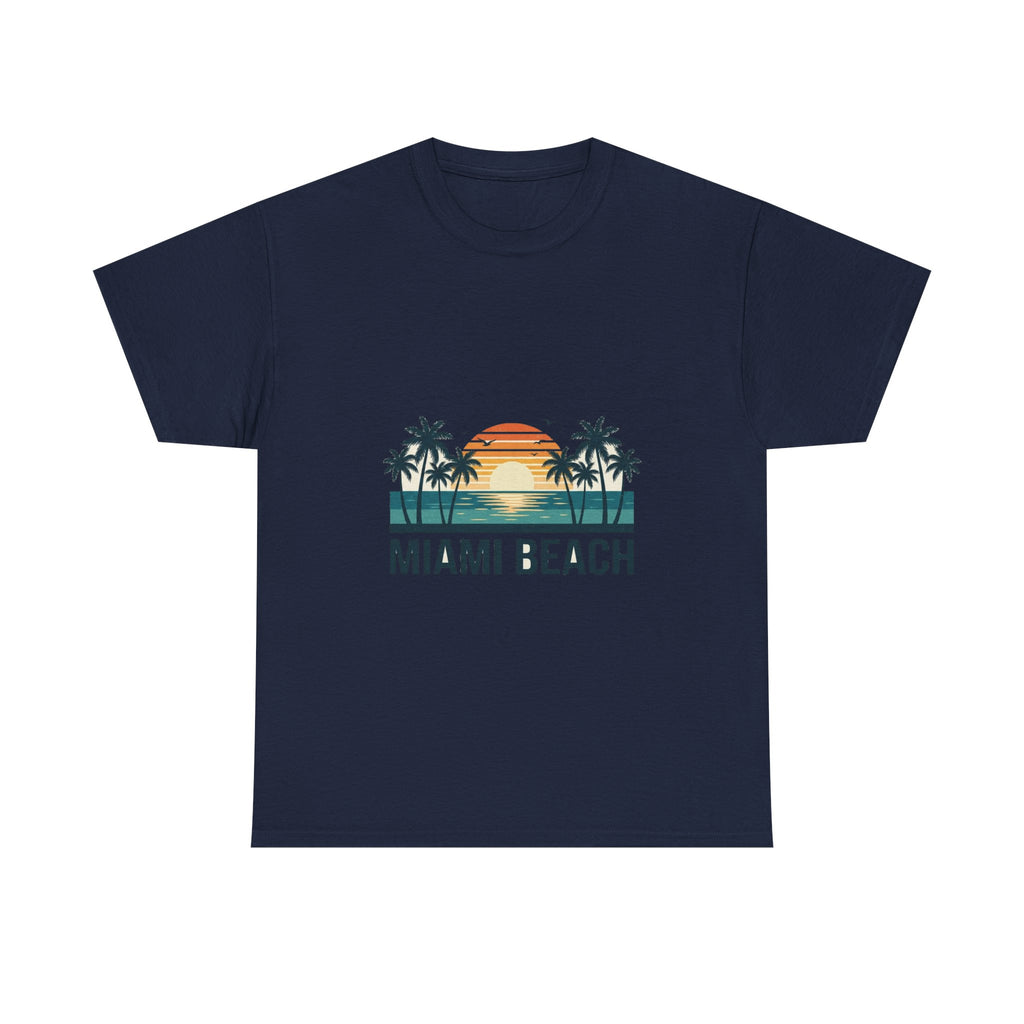 Miami Beach Retro Tee | Vintage Sunset & Palms Summer Shirt