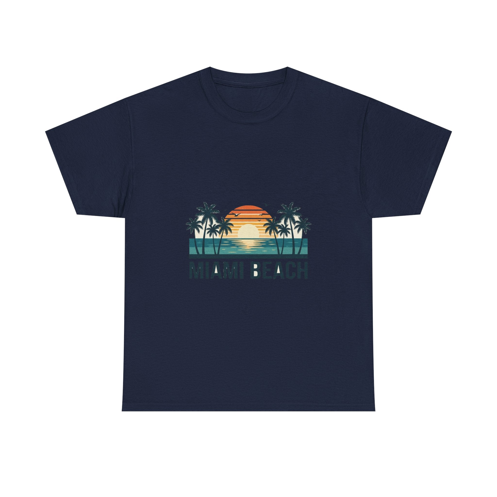 Miami Beach Retro Tee | Vintage Sunset & Palms Summer Shirt