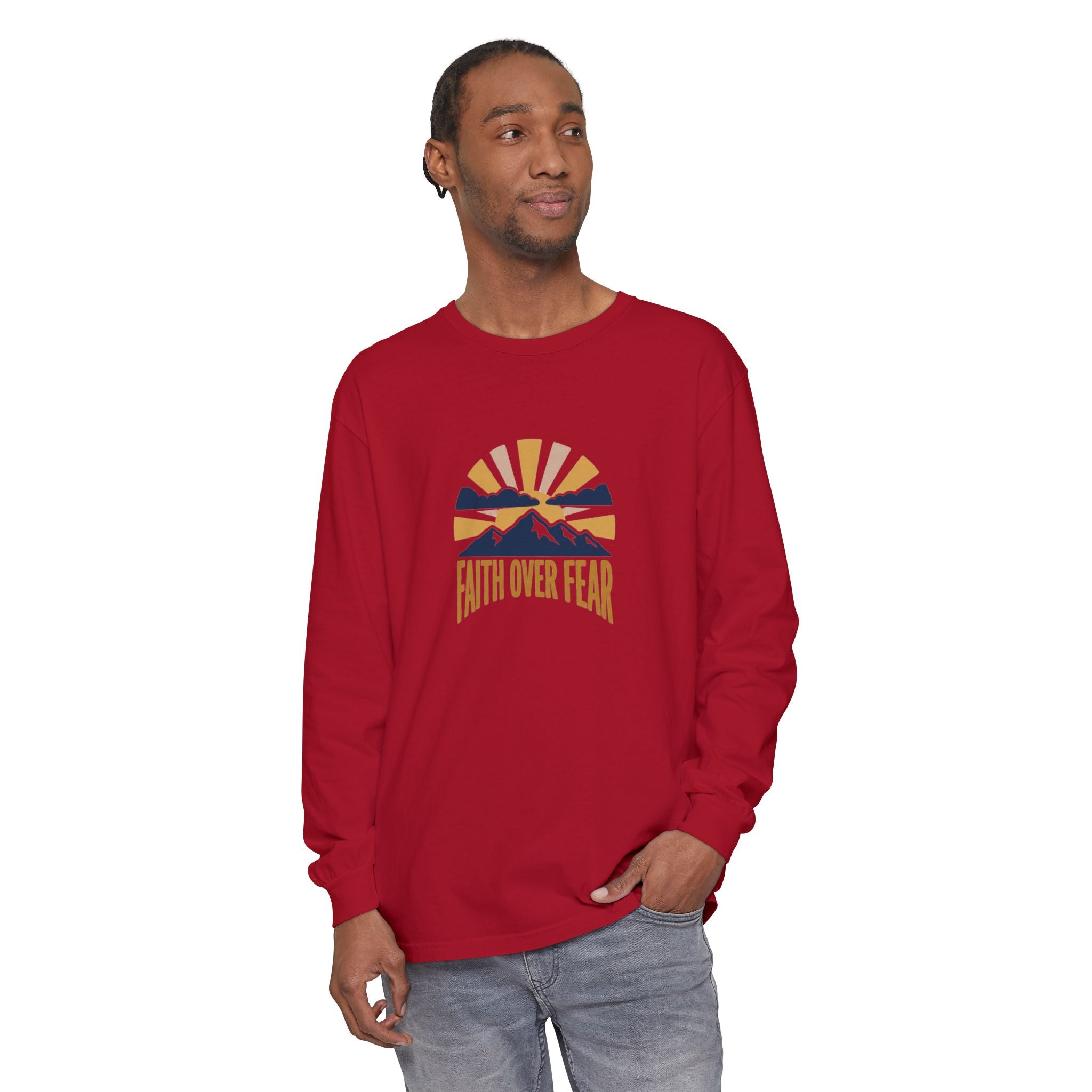 Faith Over Fear Long Sleeve Tee | Inspirational Christian Shirt