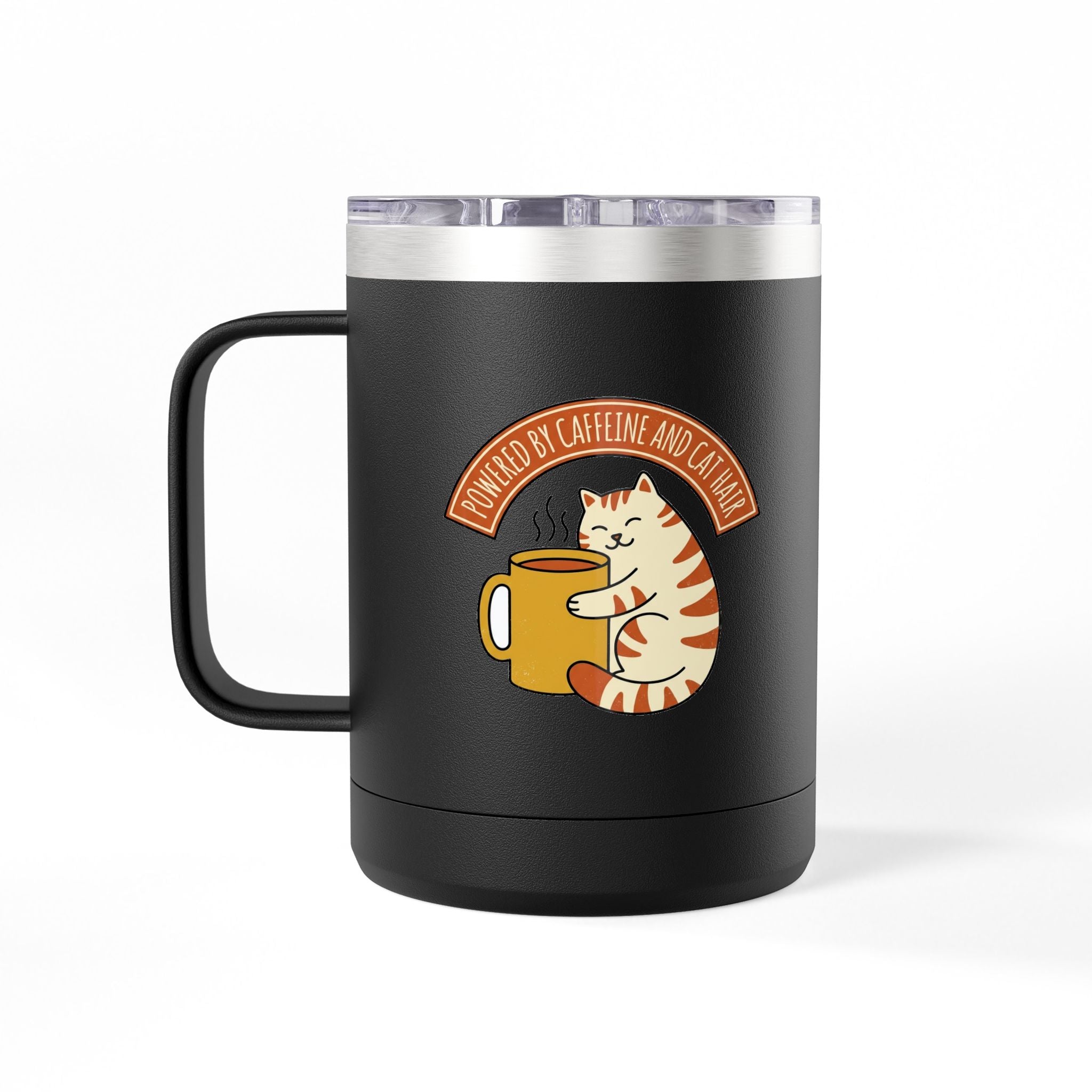 Cat Coffee Powered by Caffeine — 15oz Travel Mug