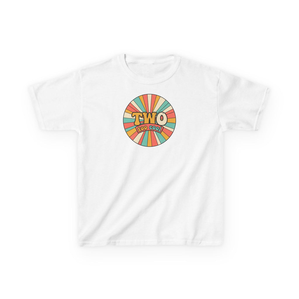2nd Birthday Shirt TWO Too Cool Retro Sunburst Kids Tee