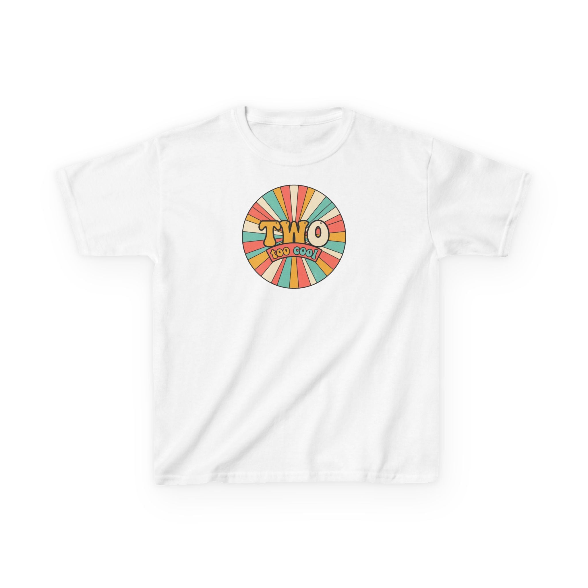 2nd Birthday Shirt TWO Too Cool Retro Sunburst Kids Tee