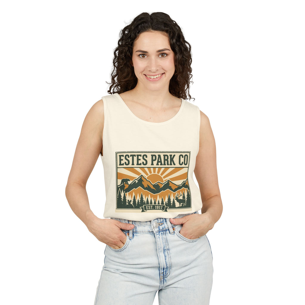 Estes Park CO Hidden Wildlife Tank Top | Forest Green EST. 1917 | Comfort Colors