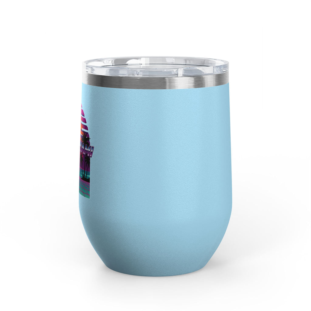Retro Miami Sunset 12oz Wine Tumbler — 80s Synthwave