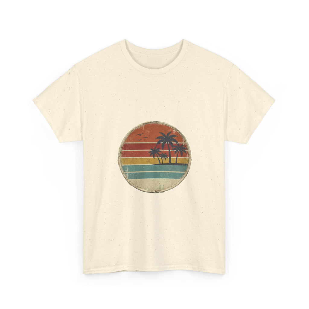 Retro Sunset Circle Tee | Vintage Beach Badge Summer Shirt