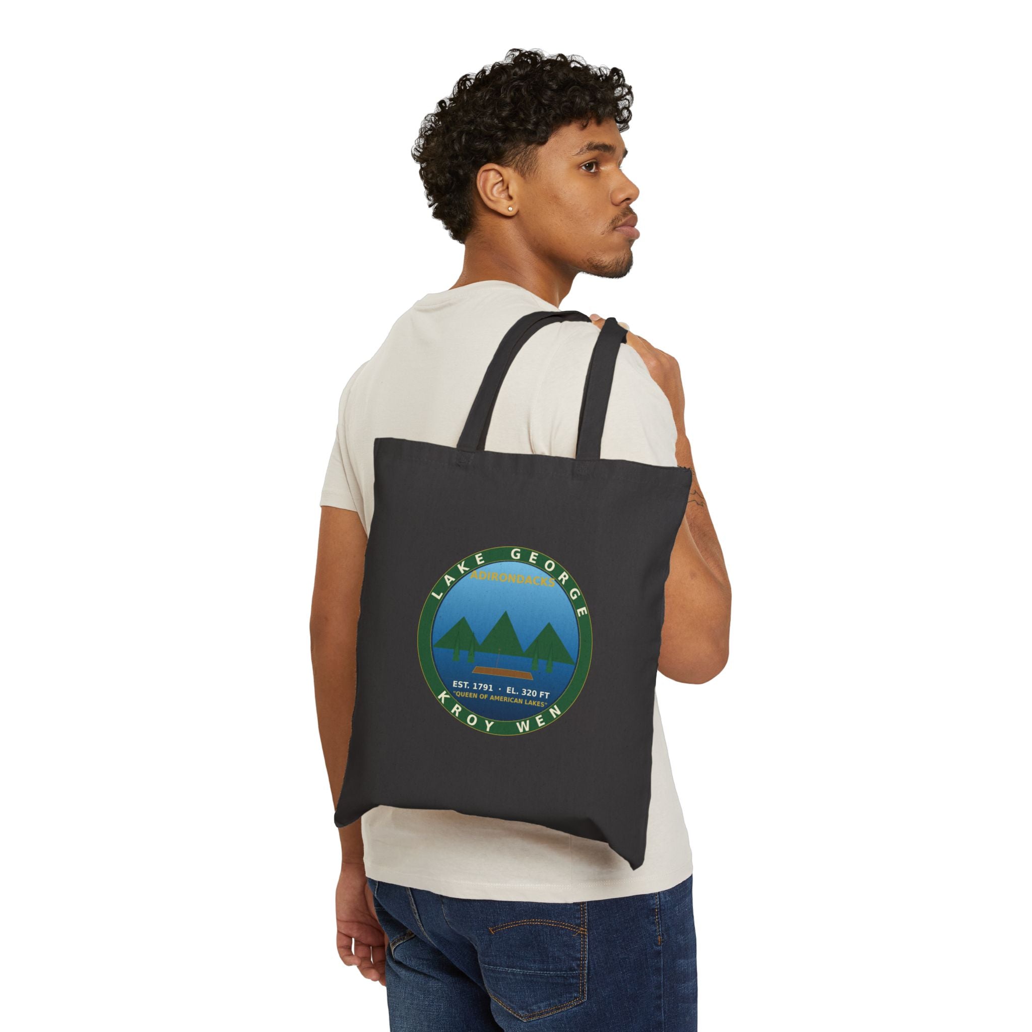 Lake George Adirondacks Badge Tote Bag