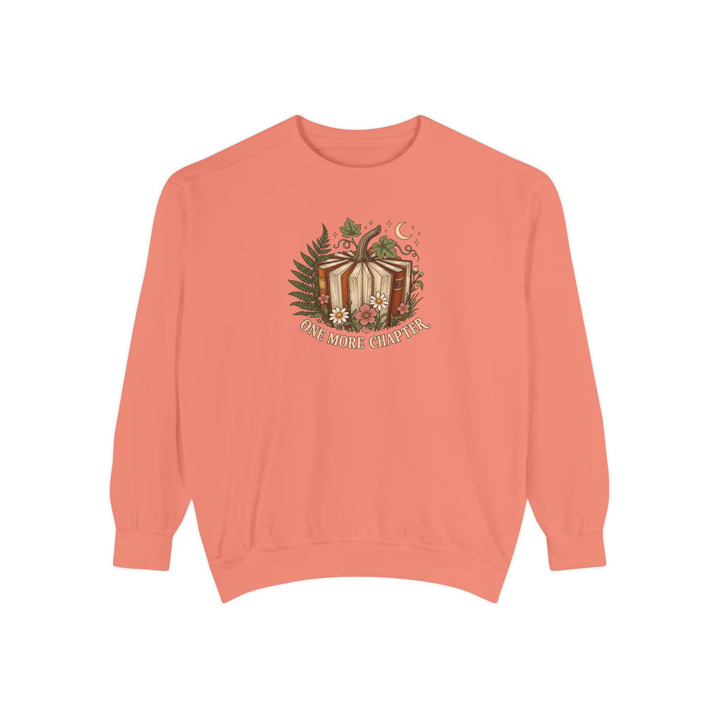 Book Lover Crewneck Sweatshirt | One More Chapter Autumn Reading Art | Comfort Colors Garment Dyed