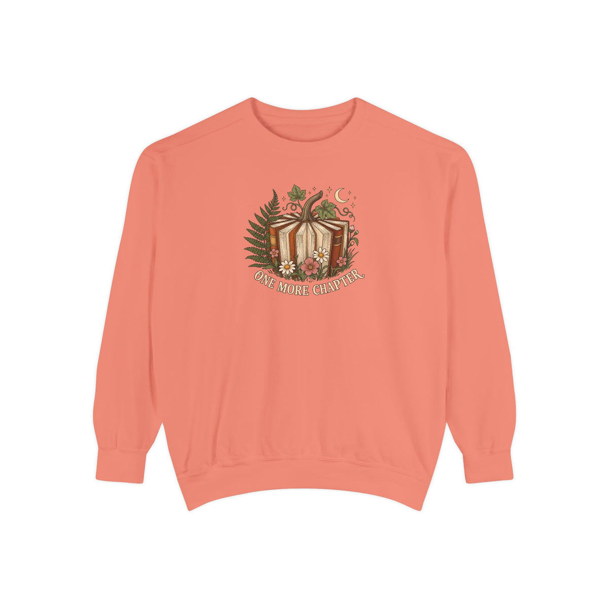 Book Lover Crewneck Sweatshirt | One More Chapter Autumn Reading Art | Comfort Colors Garment Dyed